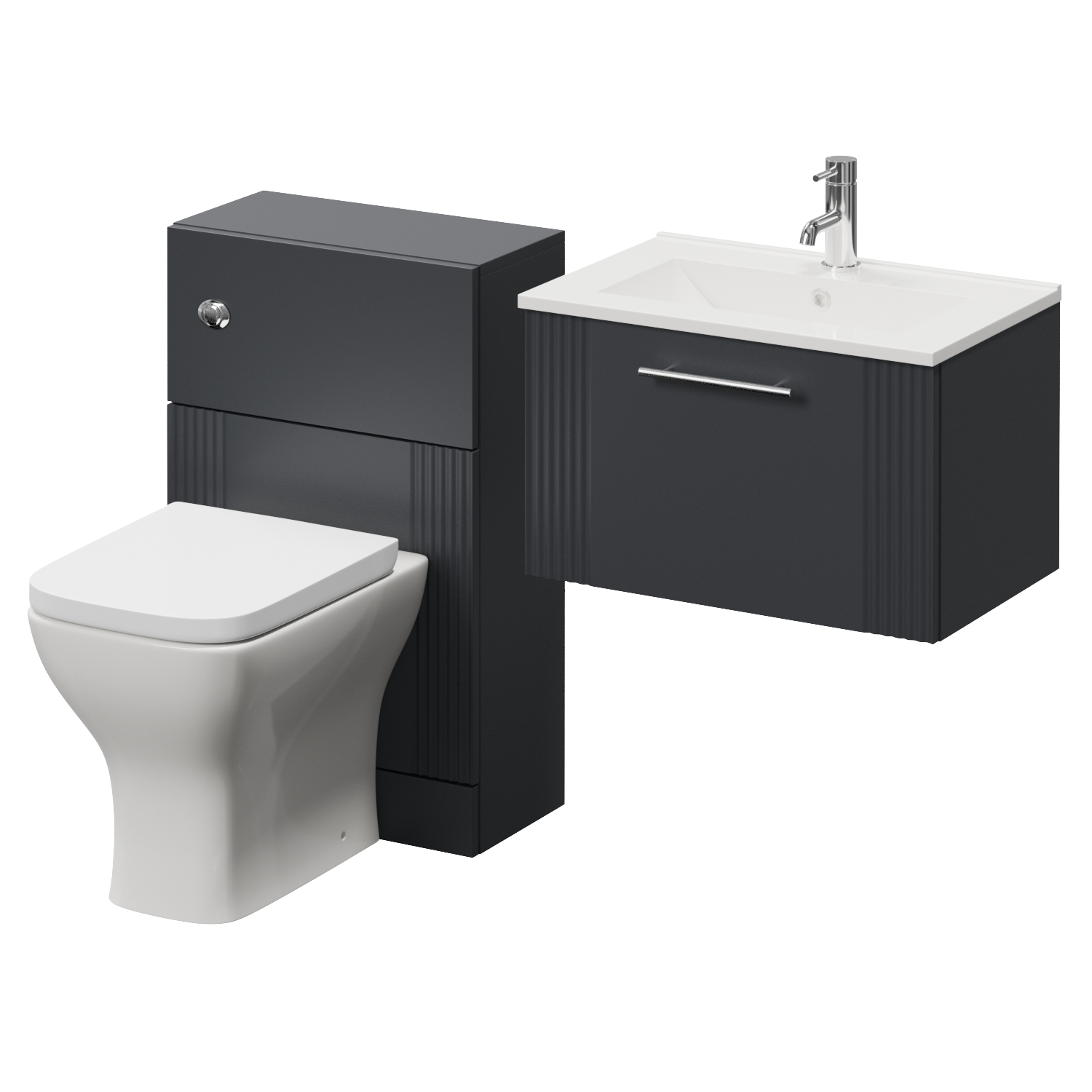 Avant Wall Mounted Single Drawer Vanity Unit and Toilet Suite with Angel Basin