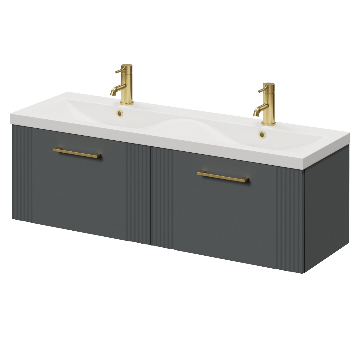 Avant Wall Mounted 2 Drawer Vanity Unit with Double Glide Basins