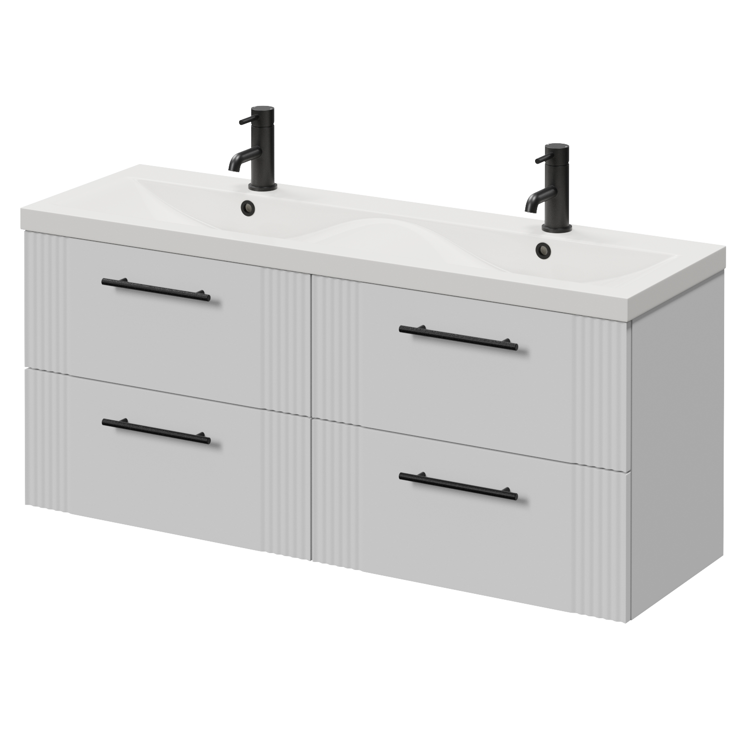 Avant Wall Mounted 4 Drawer Vanity Unit with Double Glide Basins