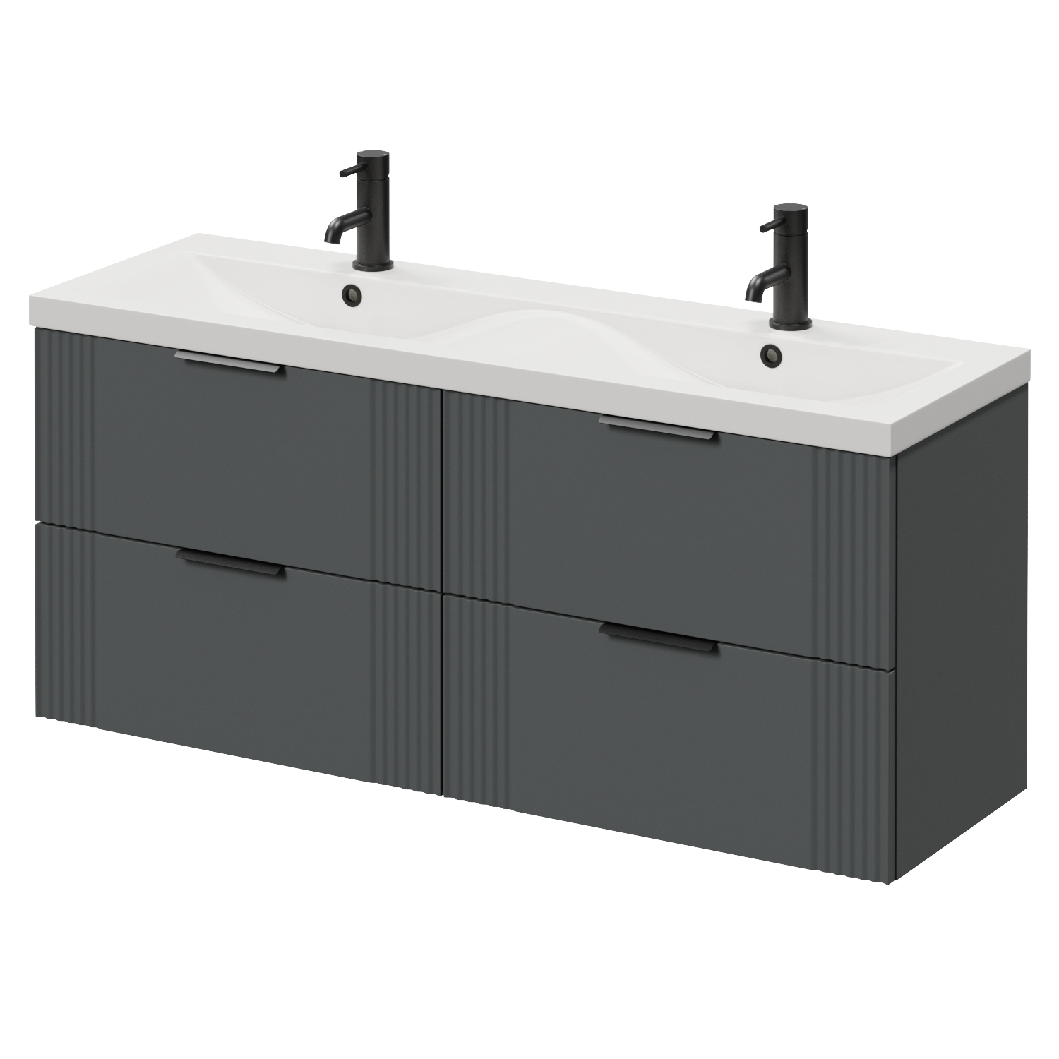 Avant Wall Mounted 4 Drawer Vanity Unit with Double Glide Basins