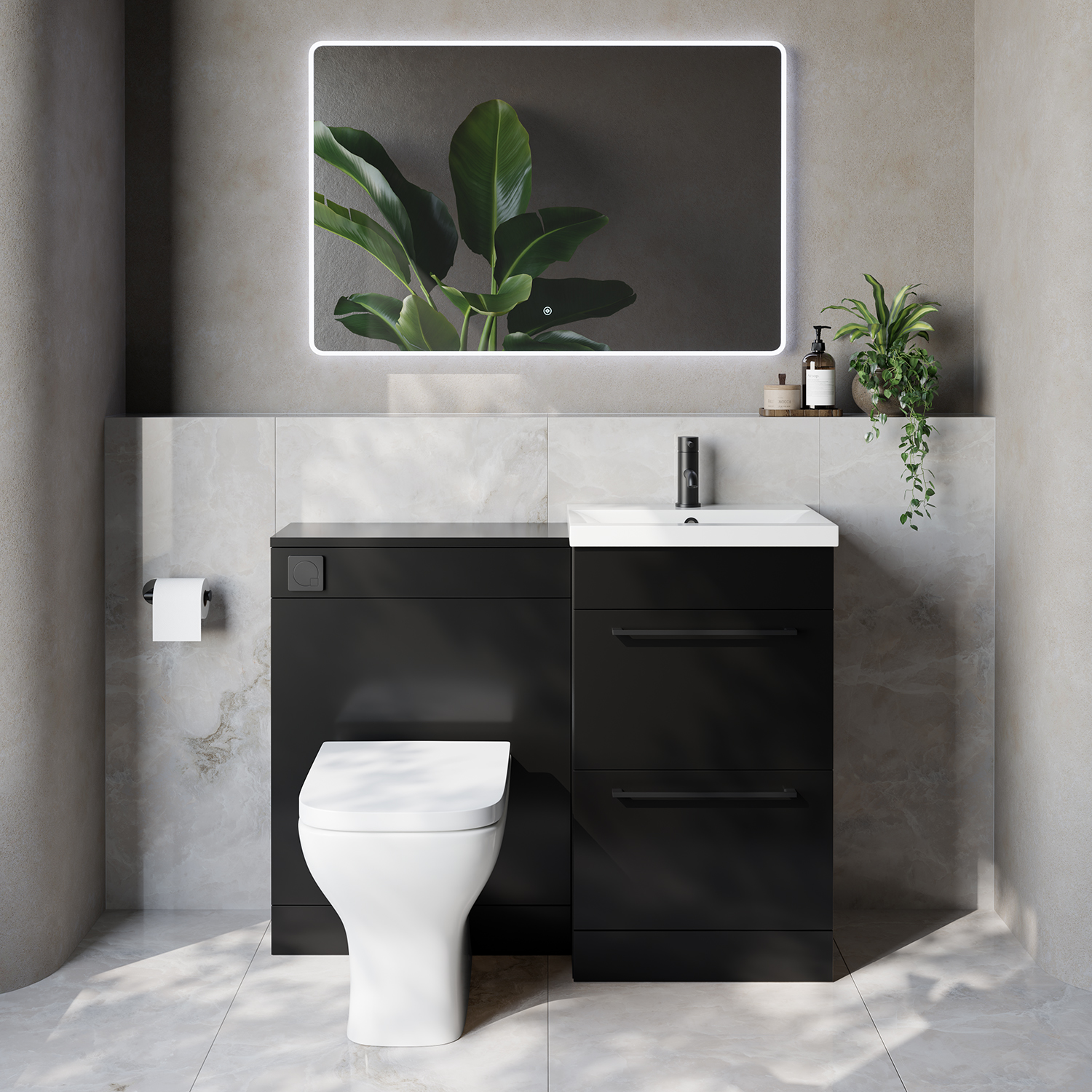Napoli 390 Cento 2 Drawer Vanity Unit Toilet Suite with Glide Basin