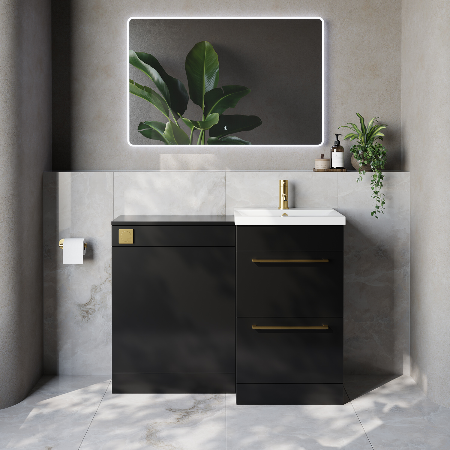 Napoli 390 Cento 2 Drawer Vanity Unit Toilet Suite with Glide Basin