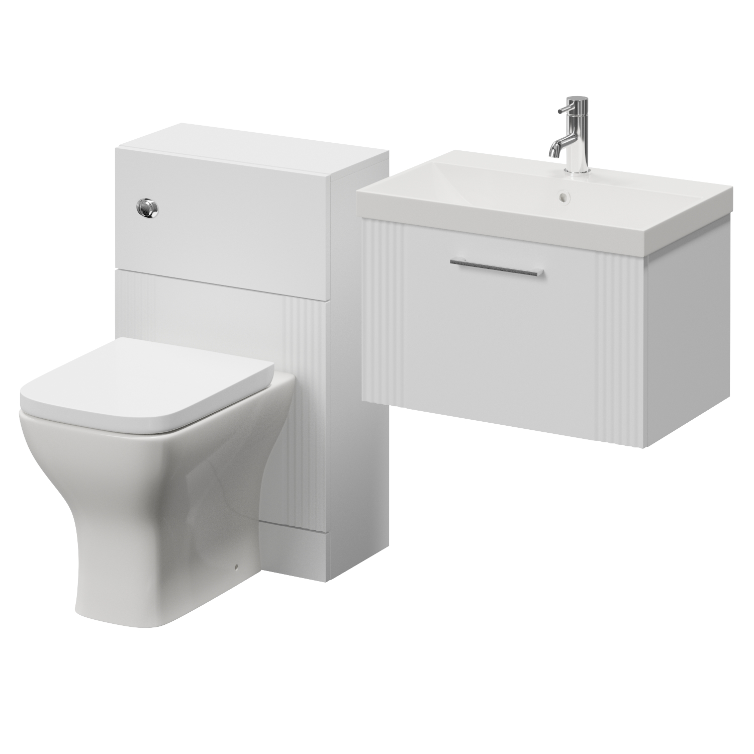 Avant Wall Mounted Single Drawer Vanity Unit and Toilet Suite with Rimini Basin