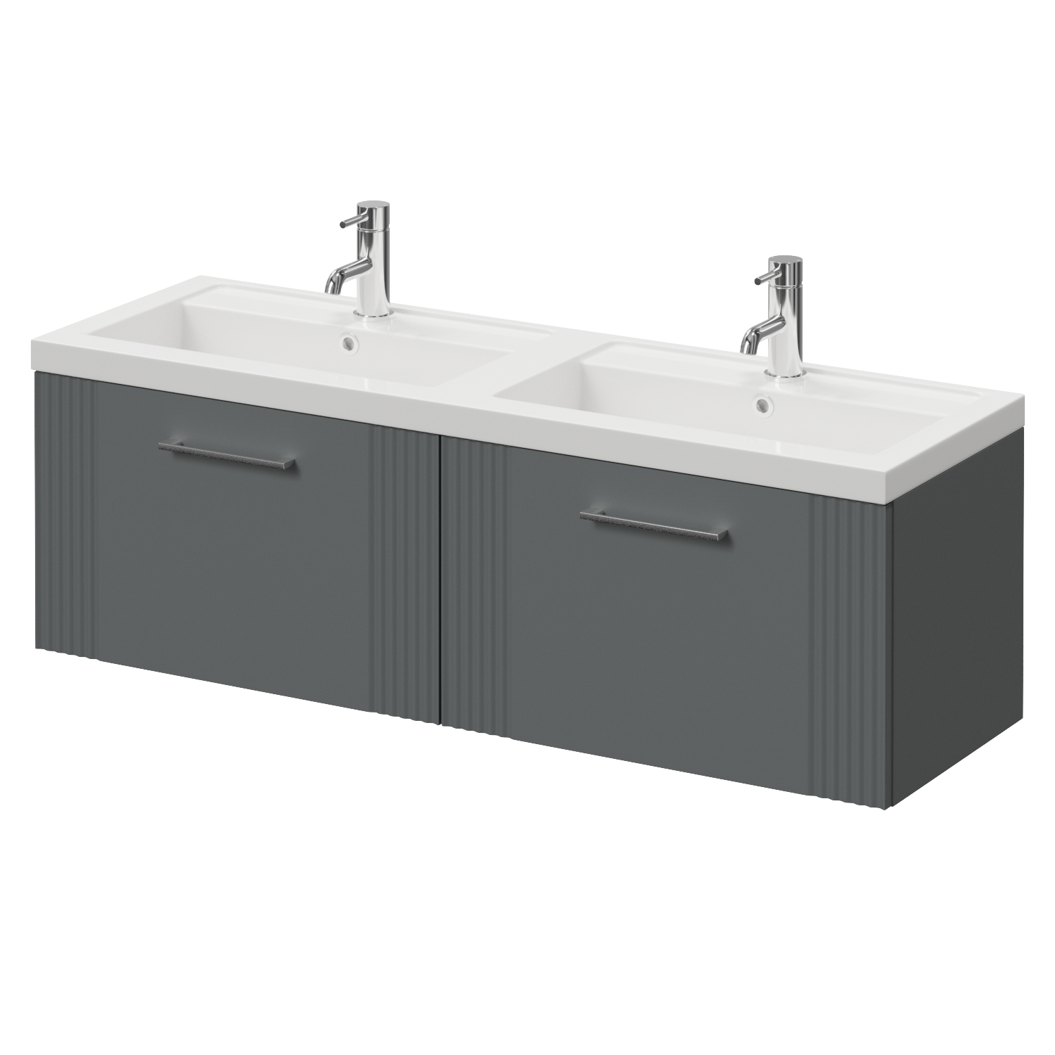 Avant Wall Mounted 2 Drawer Vanity Unit with Double Lucia Basins