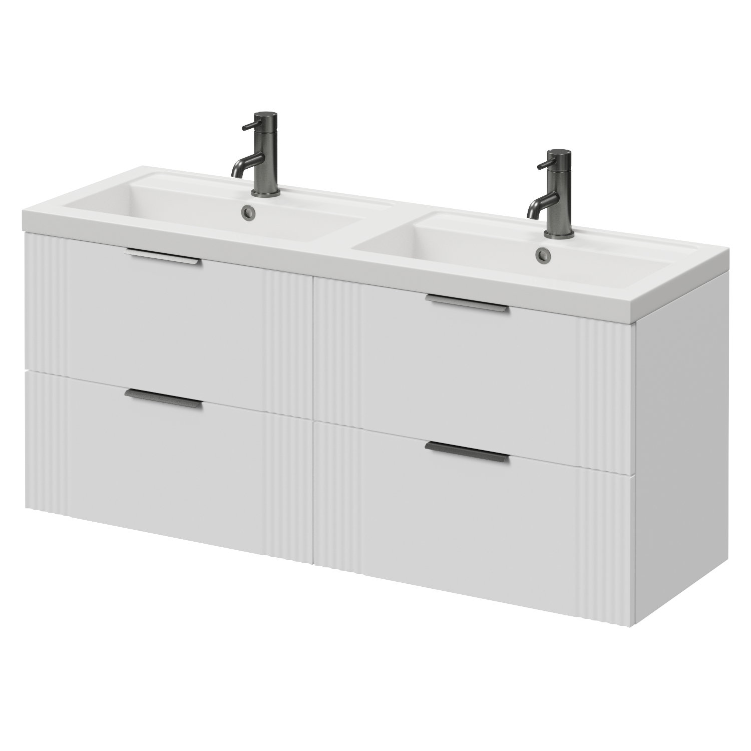Avant Wall Mounted 4 Drawer Vanity Unit with Double Lucia Basins