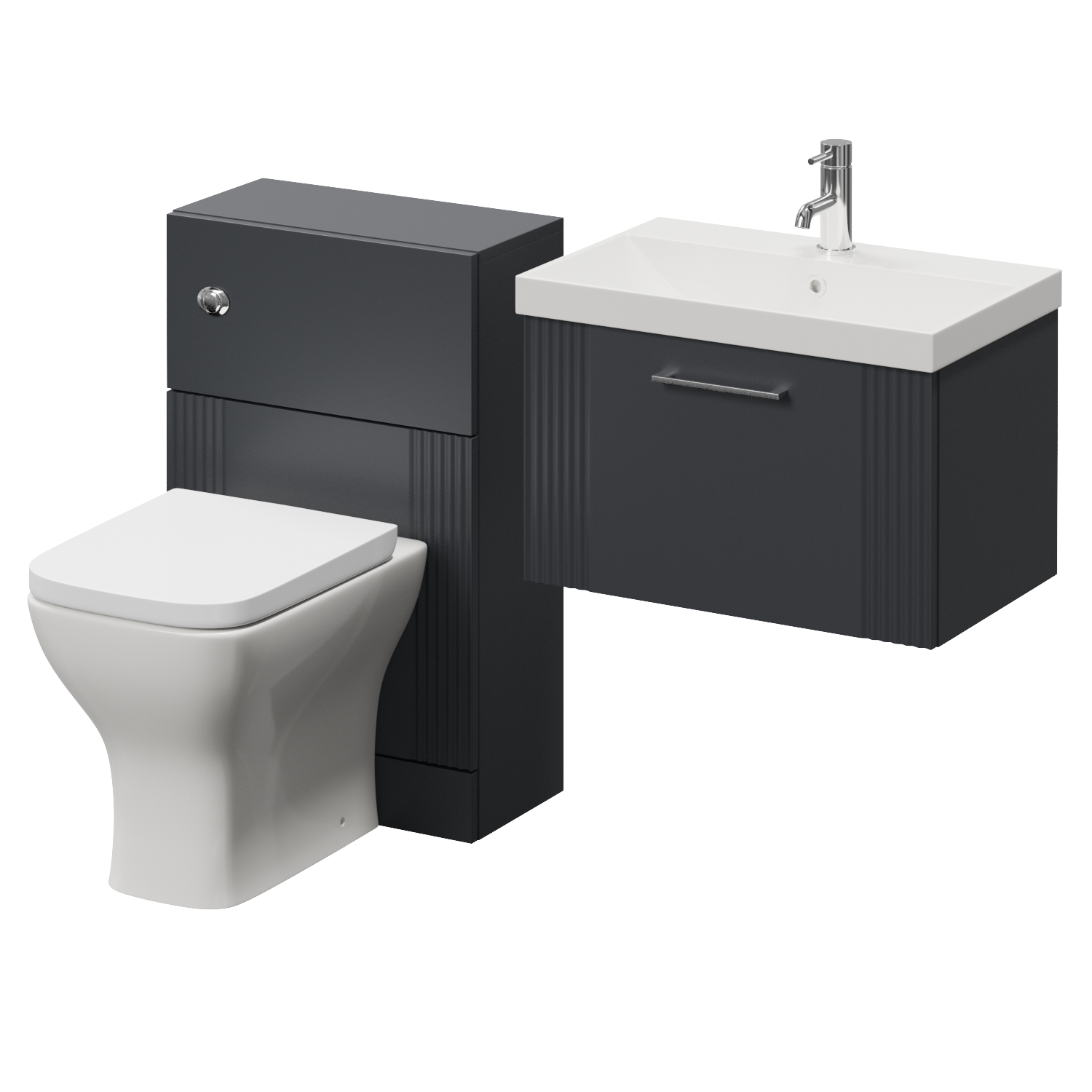 Avant Wall Mounted Single Drawer Vanity Unit and Toilet Suite with Rimini Basin