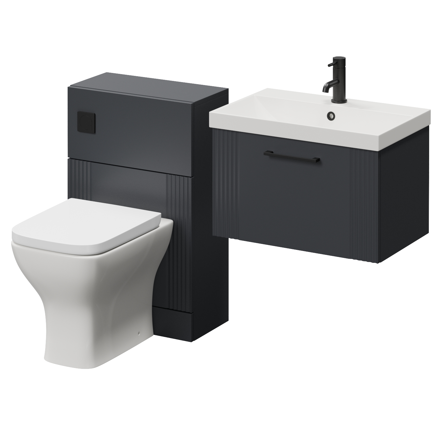Avant Wall Mounted Single Drawer Vanity Unit and Toilet Suite with Rimini Basin