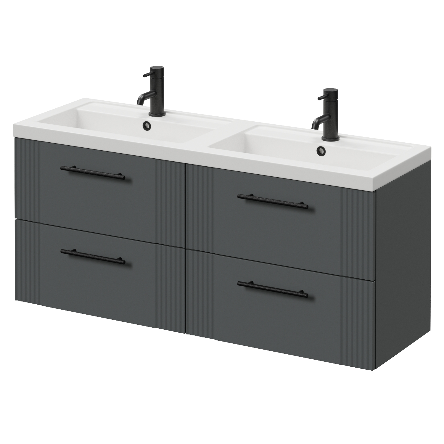 Avant Wall Mounted 4 Drawer Vanity Unit with Double Lucia Basins