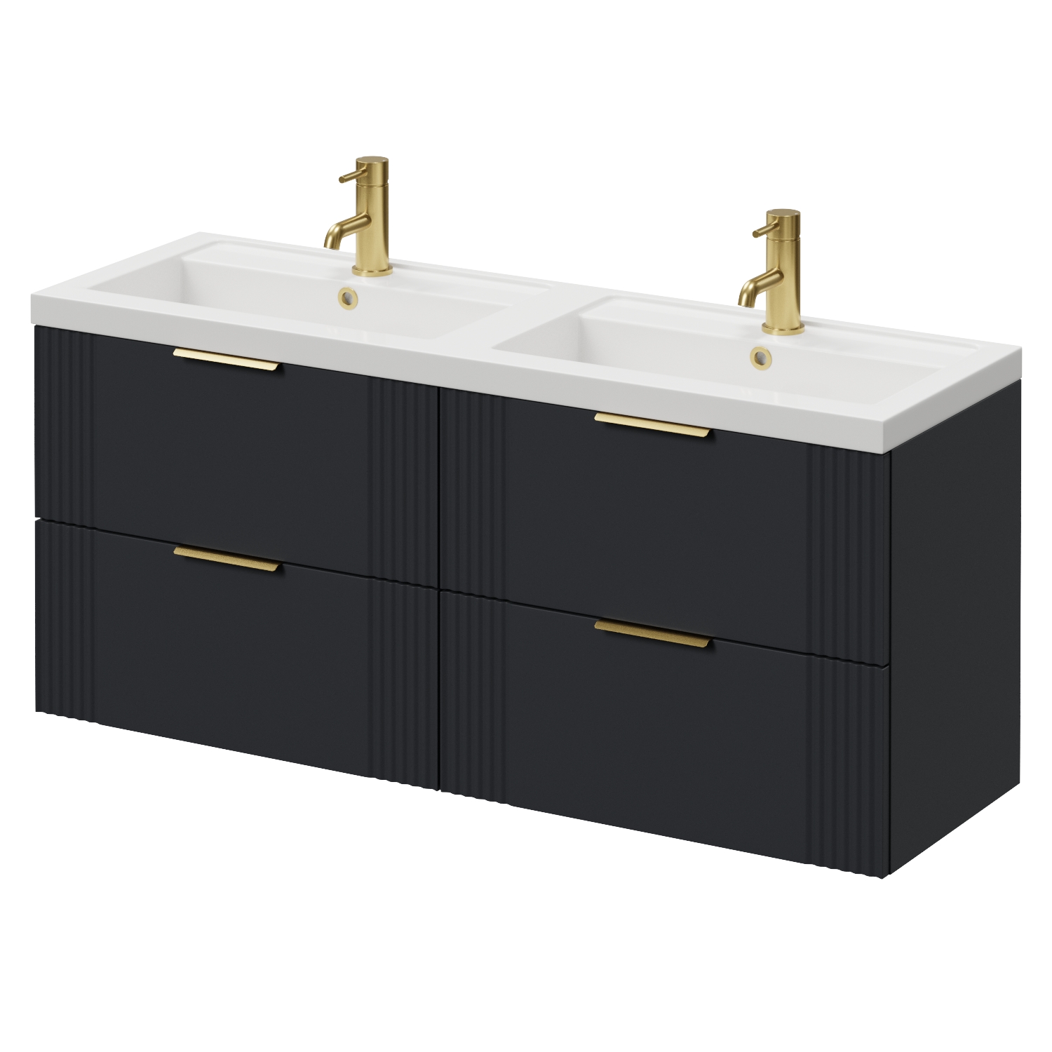 Avant Wall Mounted 4 Drawer Vanity Unit with Double Lucia Basins