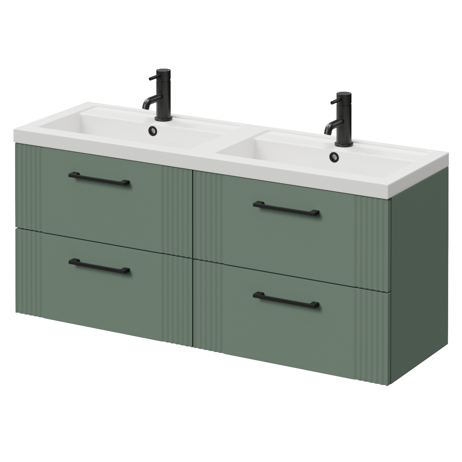 Avant Wall Mounted 4 Drawer Vanity Unit with Double Lucia Basins