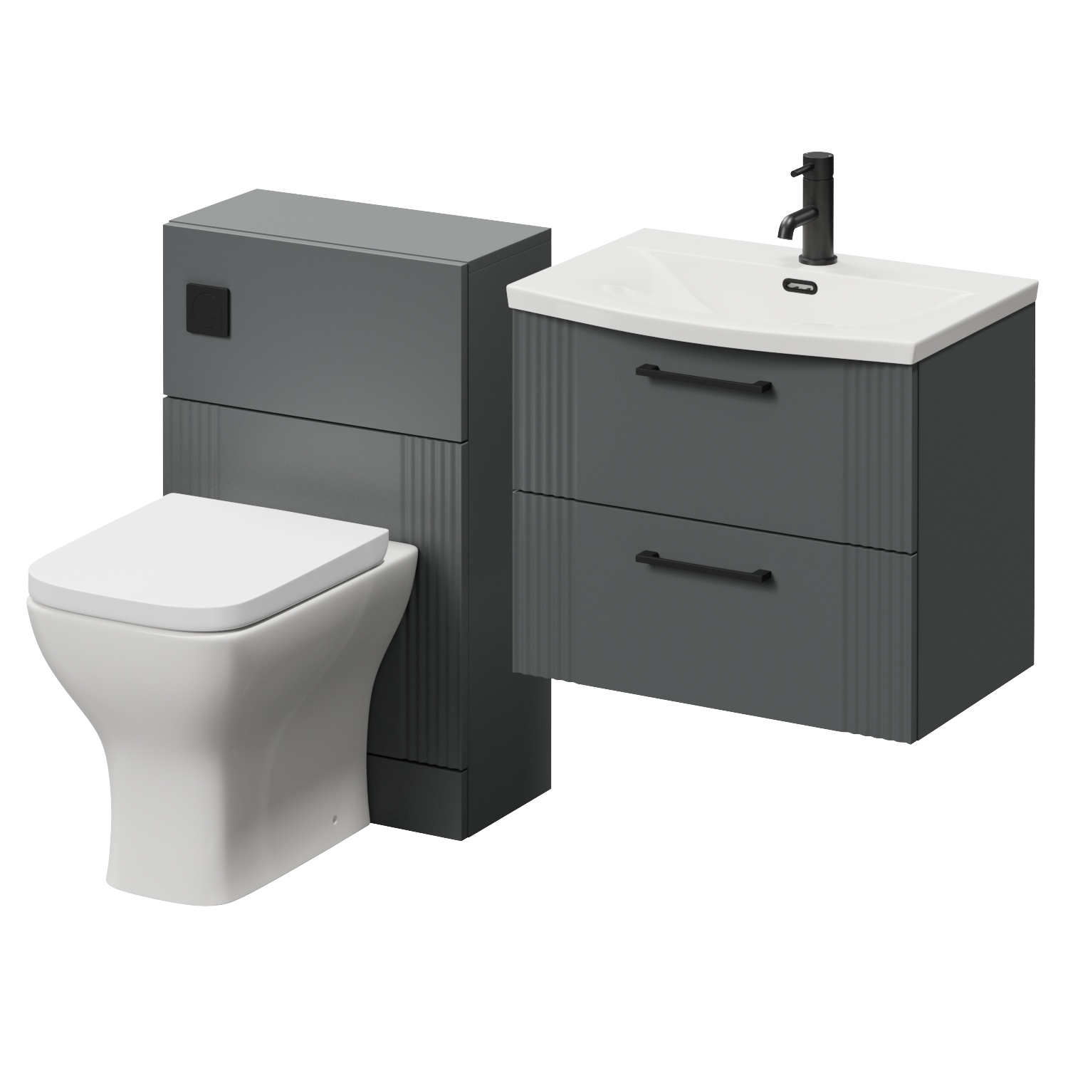 Avant Wall Mounted 2 Drawer Vanity Unit and Toilet Suite with Arc Basin
