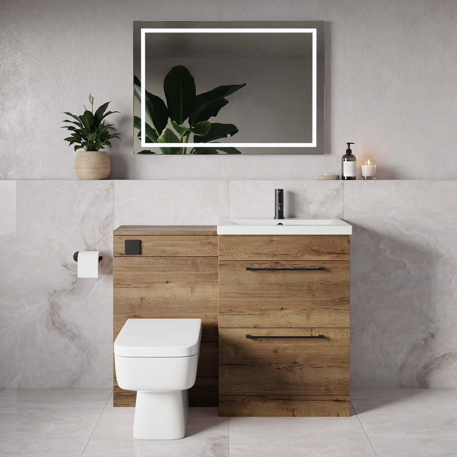 Napoli 390 2 Drawer Vanity Unit Toilet Suite with Glide Basin