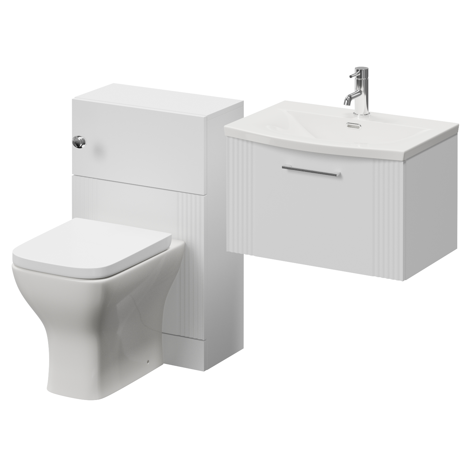 Avant Wall Mounted Single Drawer Vanity Unit and Toilet Suite with Arc Basin