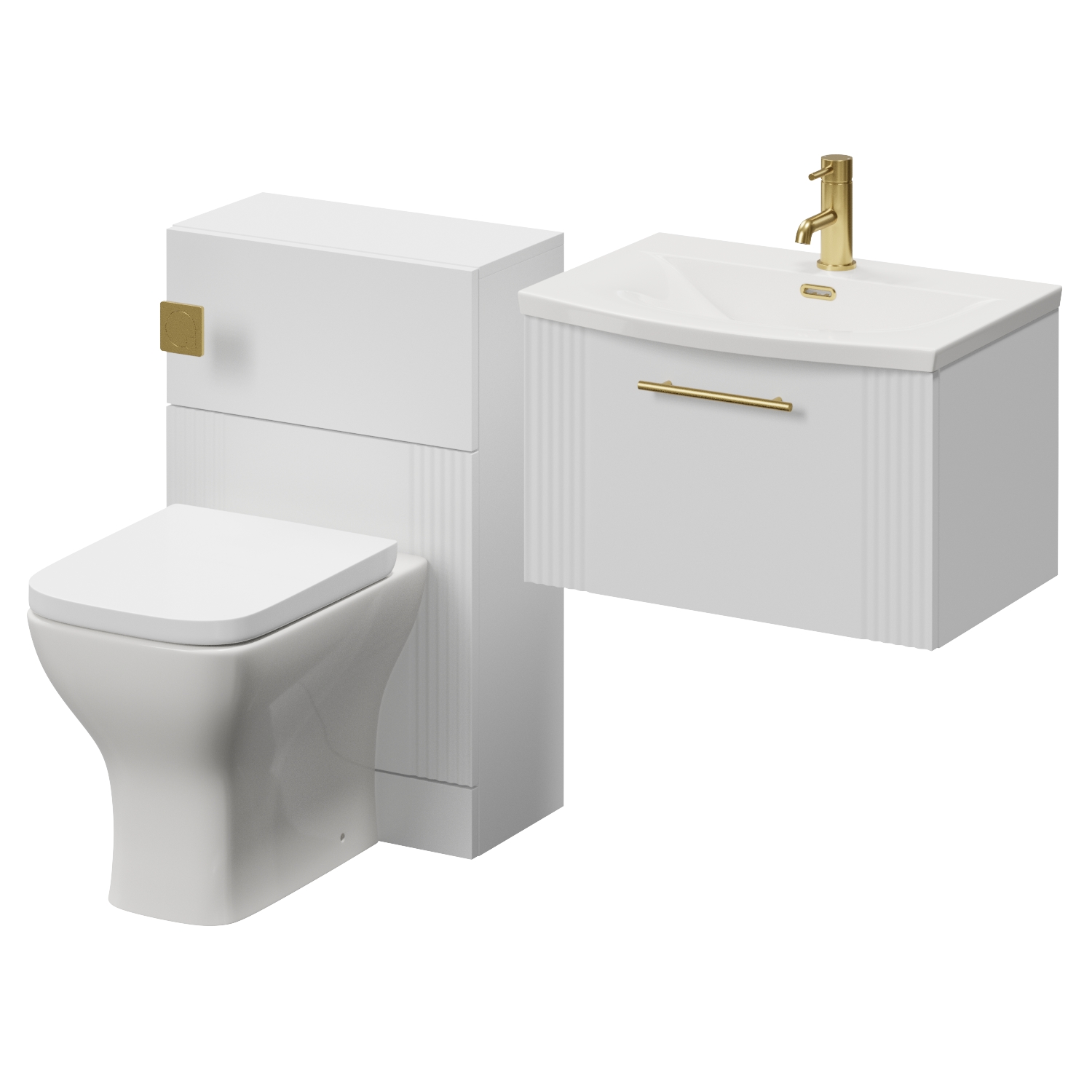 Avant Wall Mounted Single Drawer Vanity Unit and Toilet Suite with Arc Basin