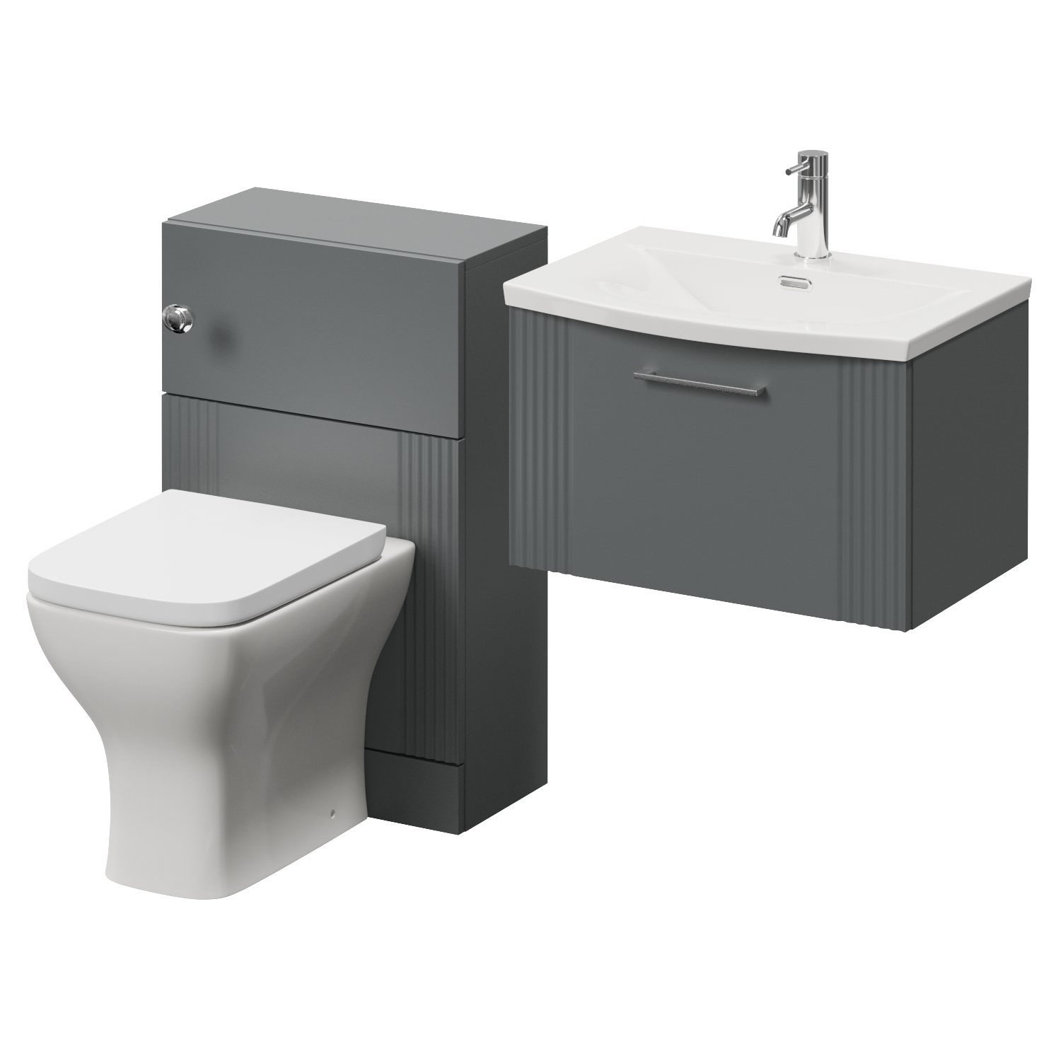 Avant Wall Mounted Single Drawer Vanity Unit and Toilet Suite with Arc Basin