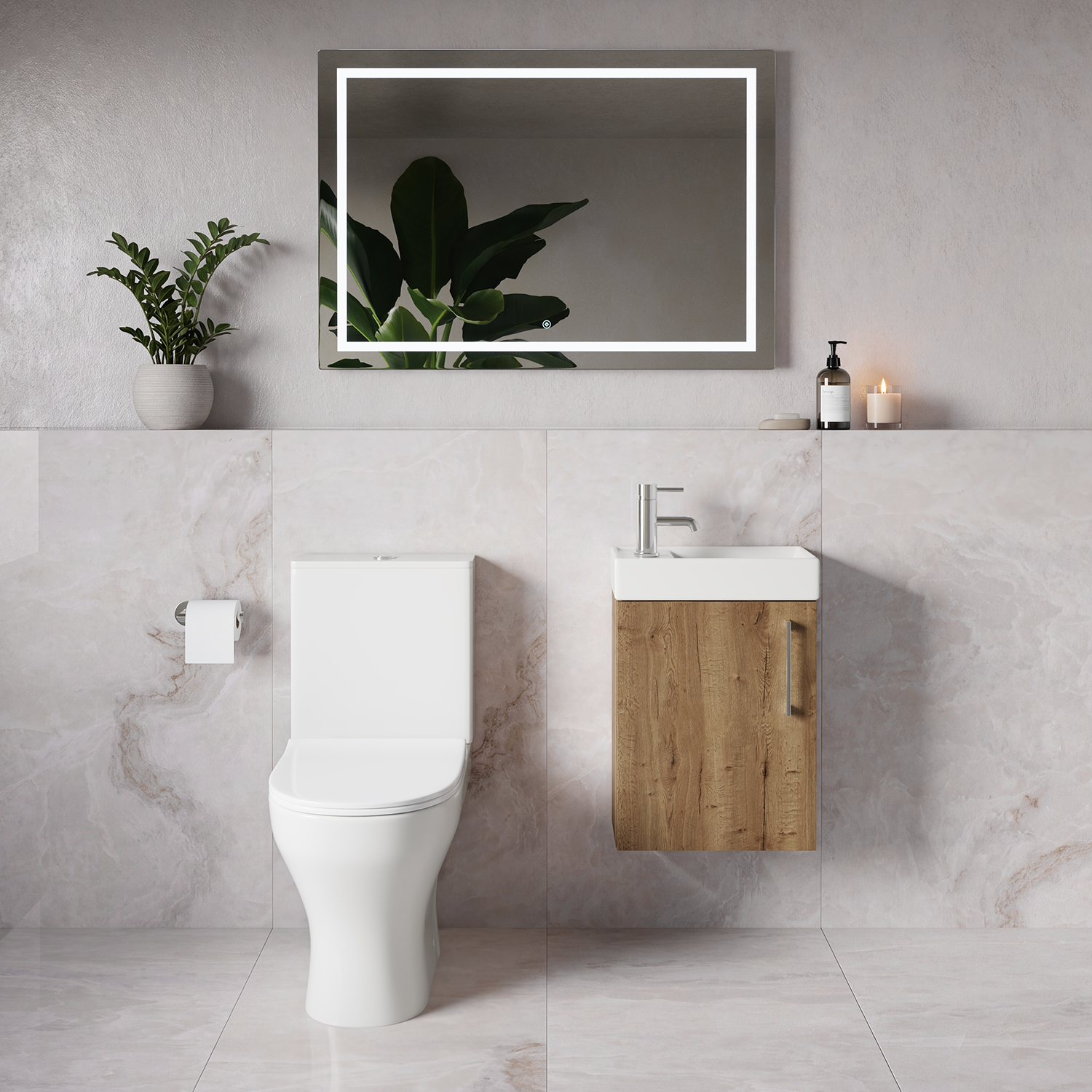 Napoli Cube Single Door Wall Mounted Vanity Unit and Jubilee Toilet Suite with Align Basin