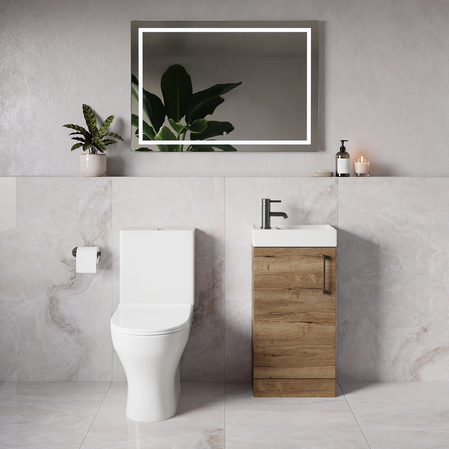 Napoli Cube Single Door Vanity Unit and Jubilee Toilet Suite with Align Basin