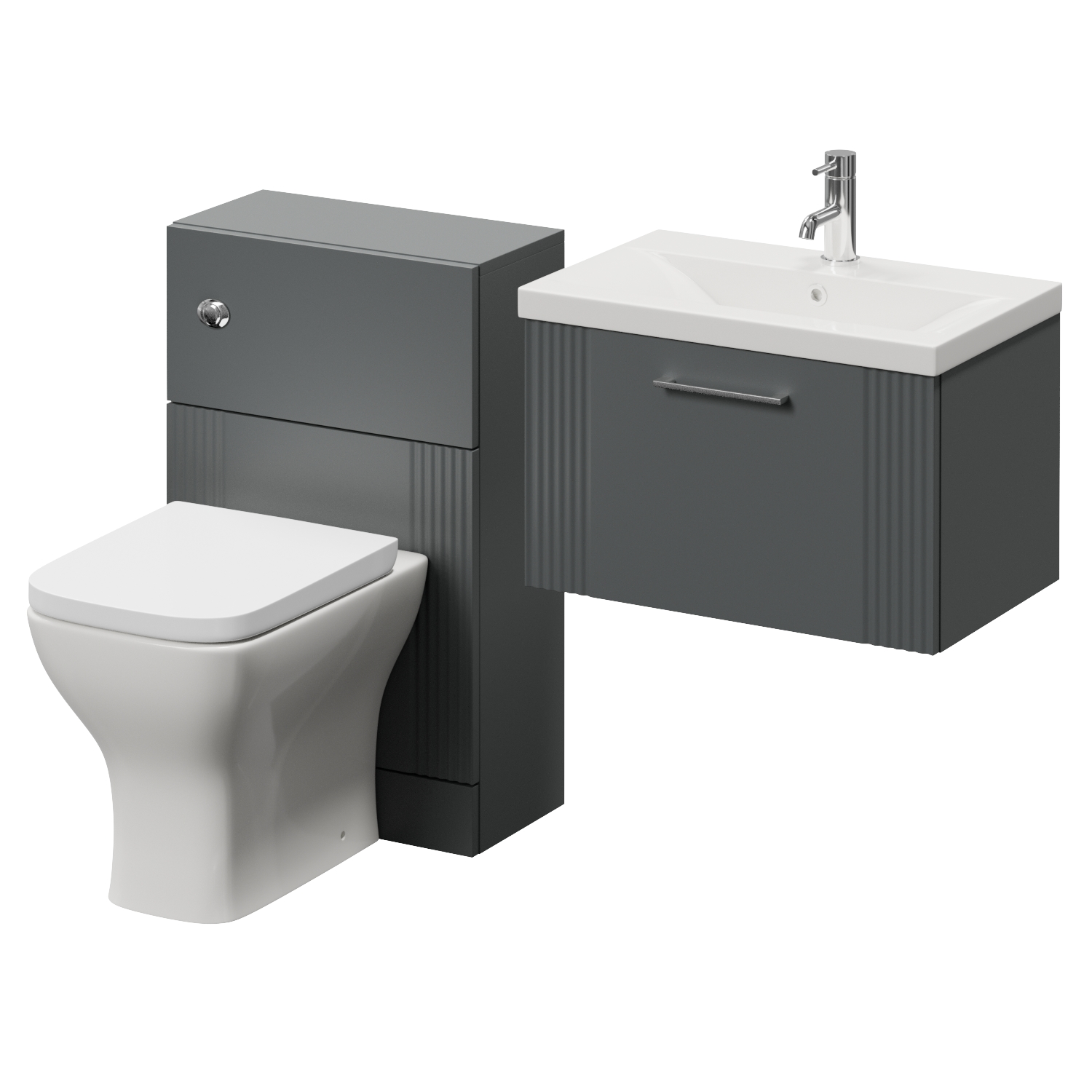 Avant Wall Mounted Single Drawer Vanity Unit and Toilet Suite with Glide Basin