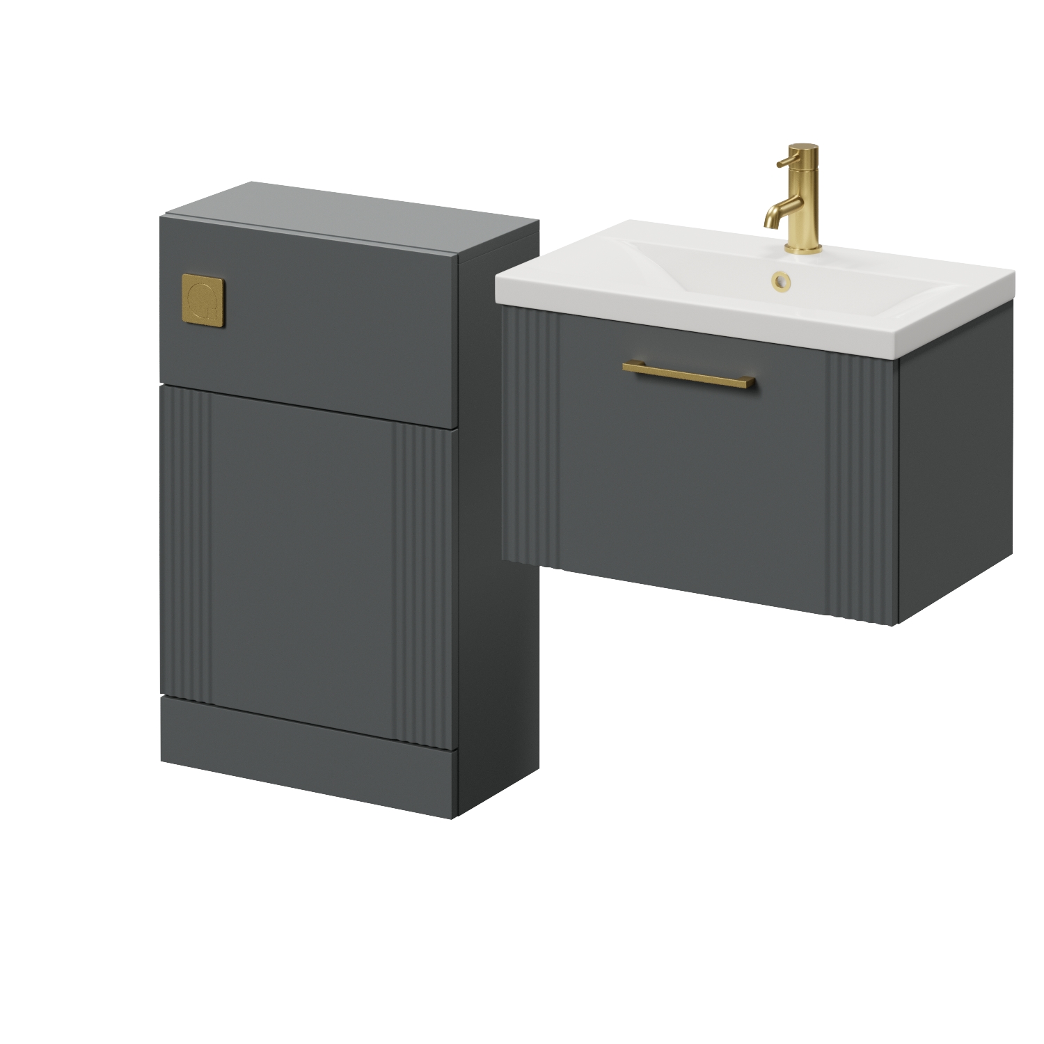 Avant Wall Mounted Single Drawer Vanity Unit and Toilet Suite with Glide Basin