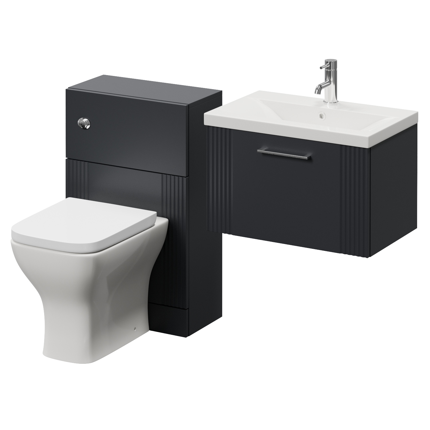 Avant Wall Mounted Single Drawer Vanity Unit and Toilet Suite with Glide Basin