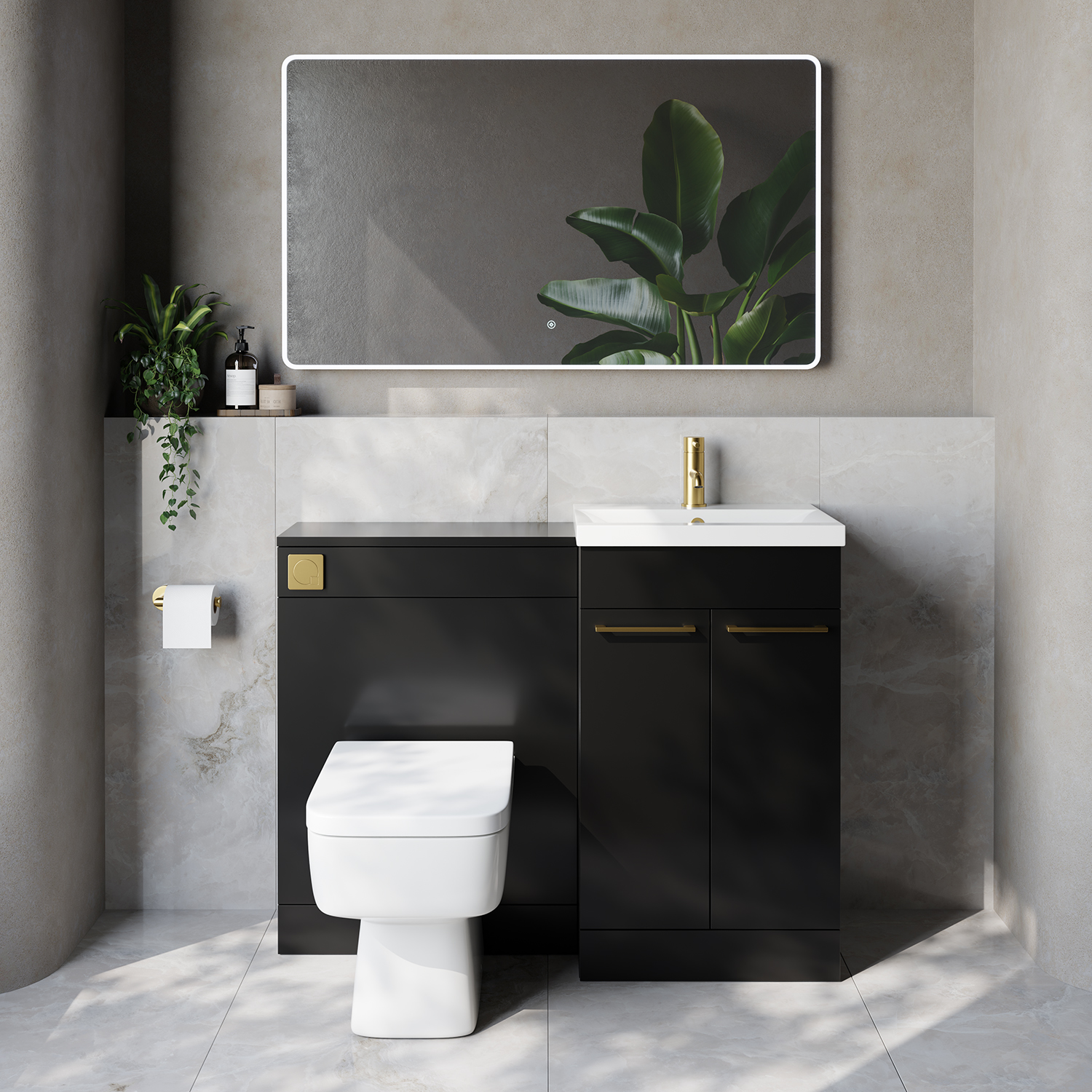 Napoli 390 Cento 2 Door Vanity Unit Toilet Suite with Glide Basin