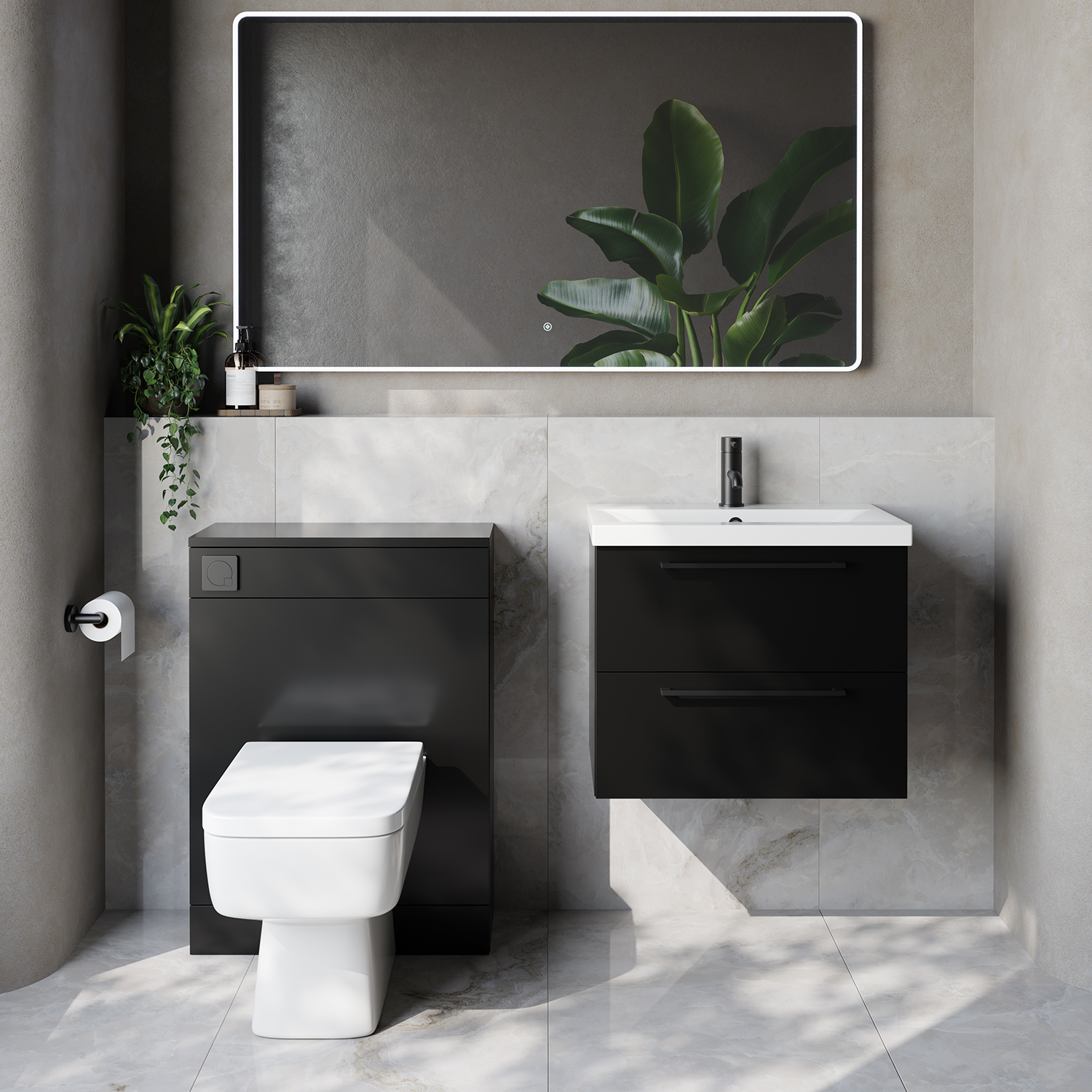 Napoli 390 Cento Wall Mounted 2 Drawer Vanity Unit and Toilet Suite with Glide Basin