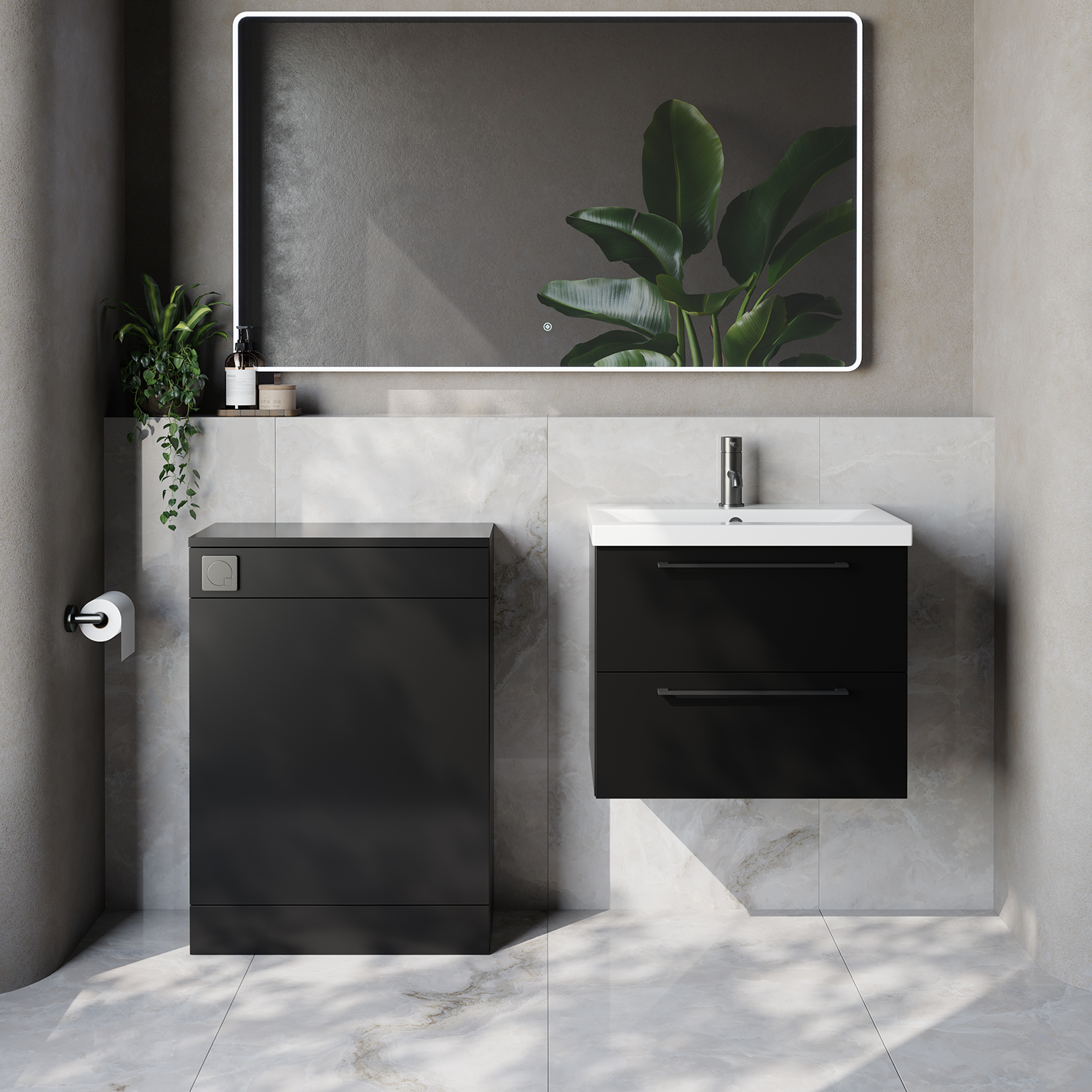 Napoli 390 Cento Wall Mounted 2 Drawer Vanity Unit and Toilet Suite with Glide Basin