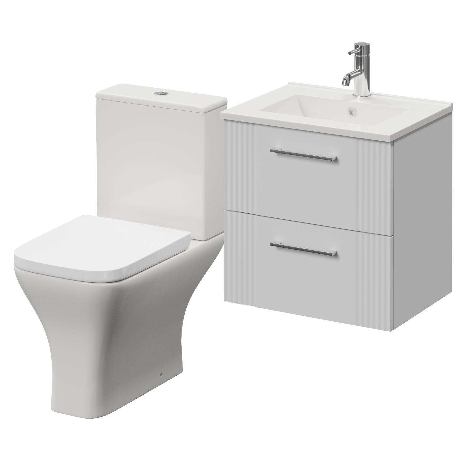 Avant Wall Mounted 2 Drawer Vanity Unit and Kingston Toilet Suite with Angel Basin