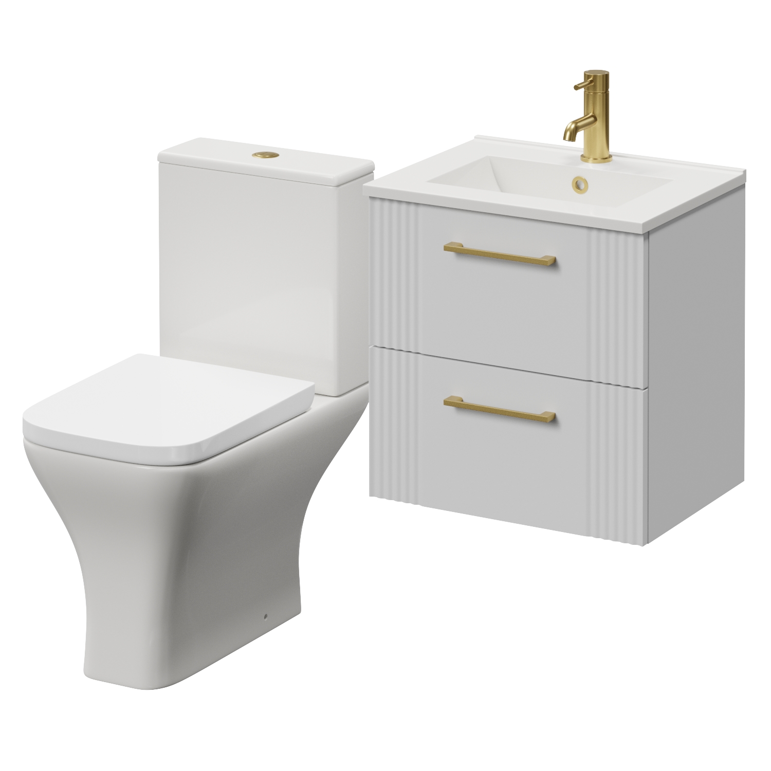 Avant Wall Mounted 2 Drawer Vanity Unit and Kingston Toilet Suite with Angel Basin