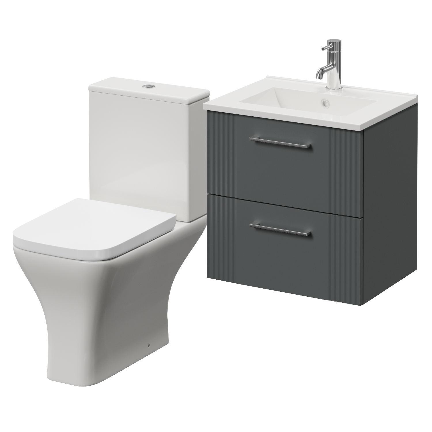 Avant Wall Mounted 2 Drawer Vanity Unit and Kingston Toilet Suite with Angel Basin