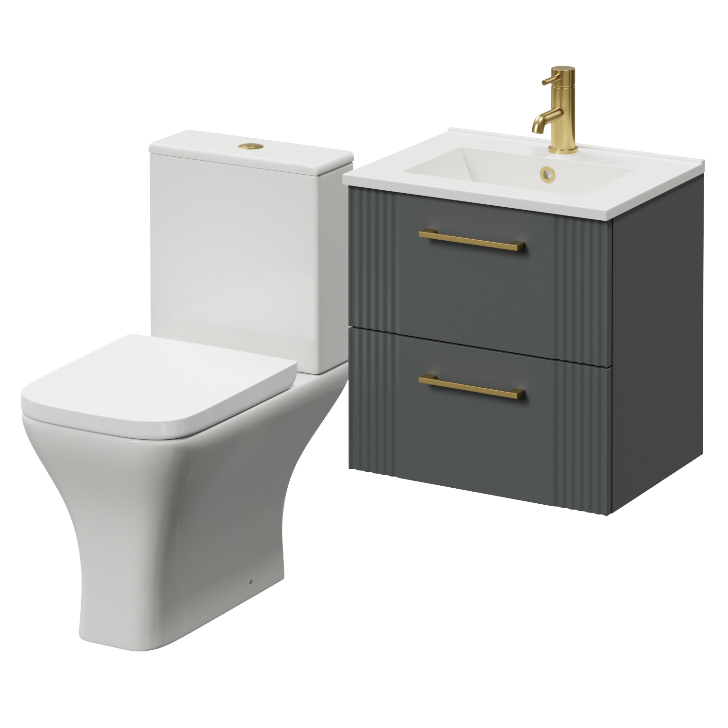 Avant Wall Mounted 2 Drawer Vanity Unit and Kingston Toilet Suite with Angel Basin