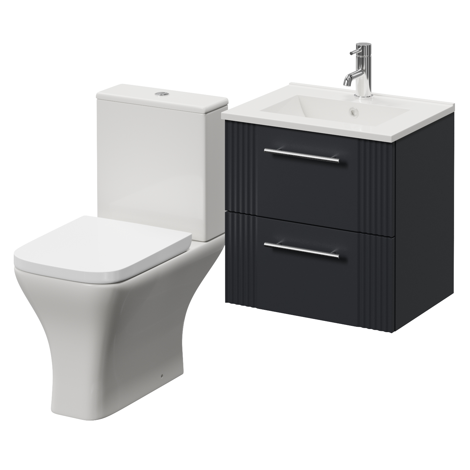 Avant Wall Mounted 2 Drawer Vanity Unit and Kingston Toilet Suite with Angel Basin