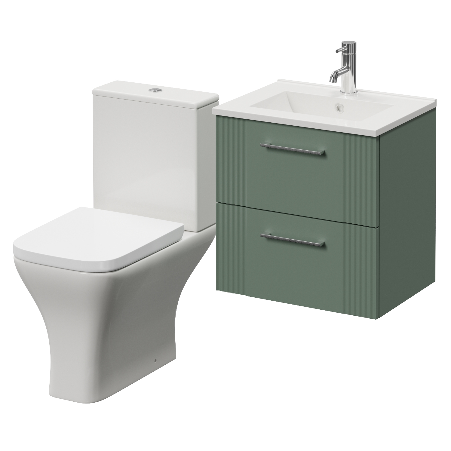 Avant Wall Mounted 2 Drawer Vanity Unit and Kingston Toilet Suite with Angel Basin