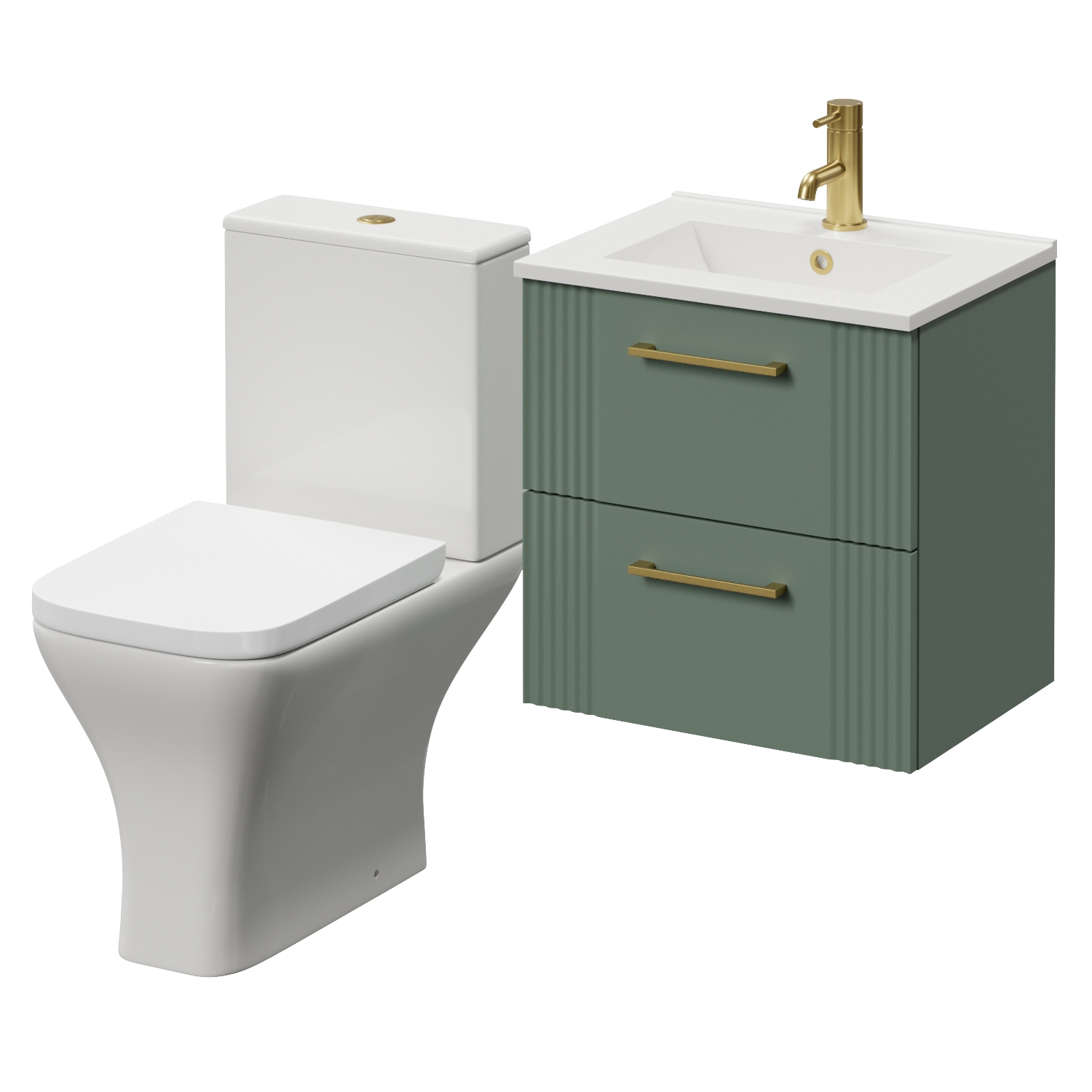 Avant Wall Mounted 2 Drawer Vanity Unit and Kingston Toilet Suite with Angel Basin