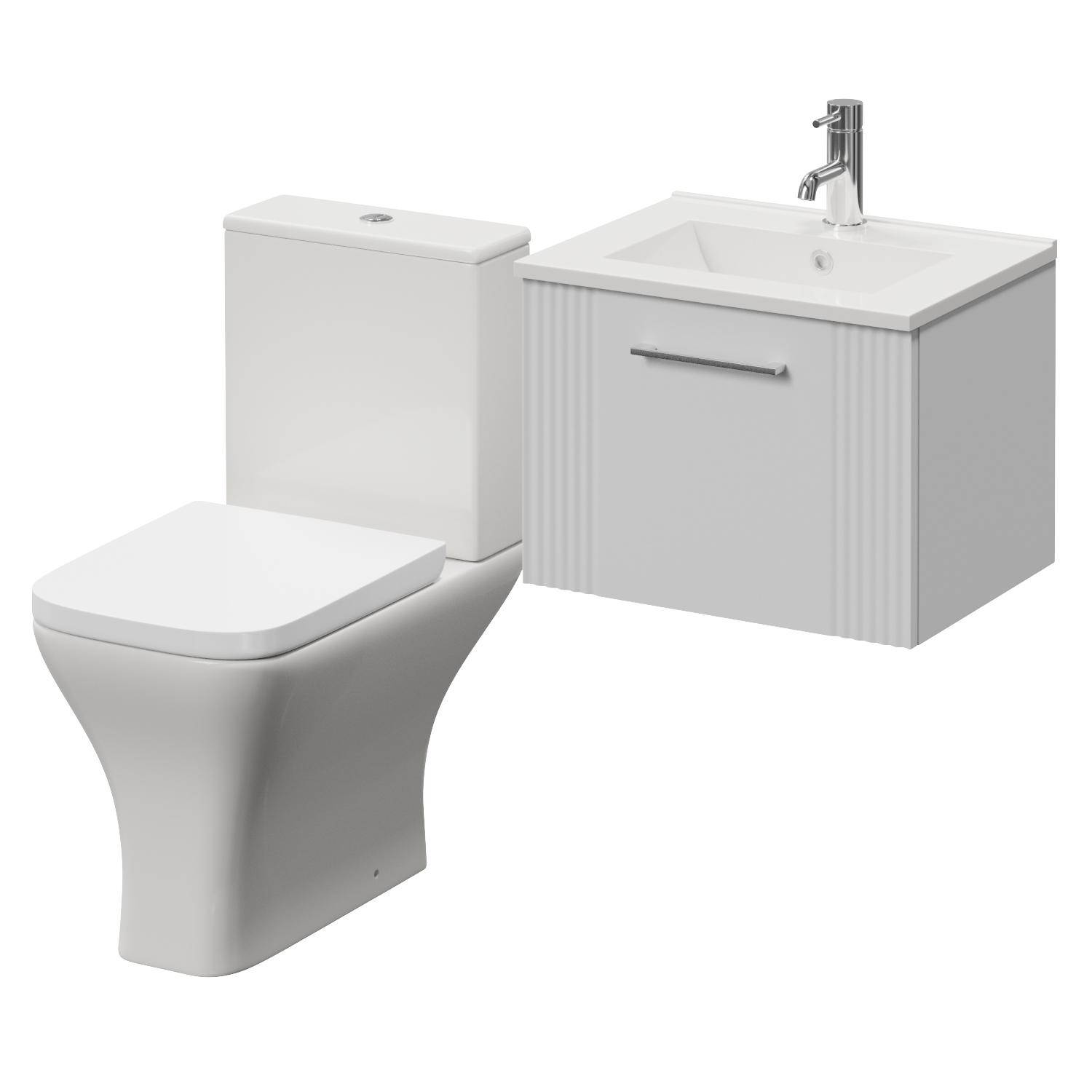 Avant Wall Mounted Single Drawer Vanity Unit and Kingston Toilet Suite with Angel Basin