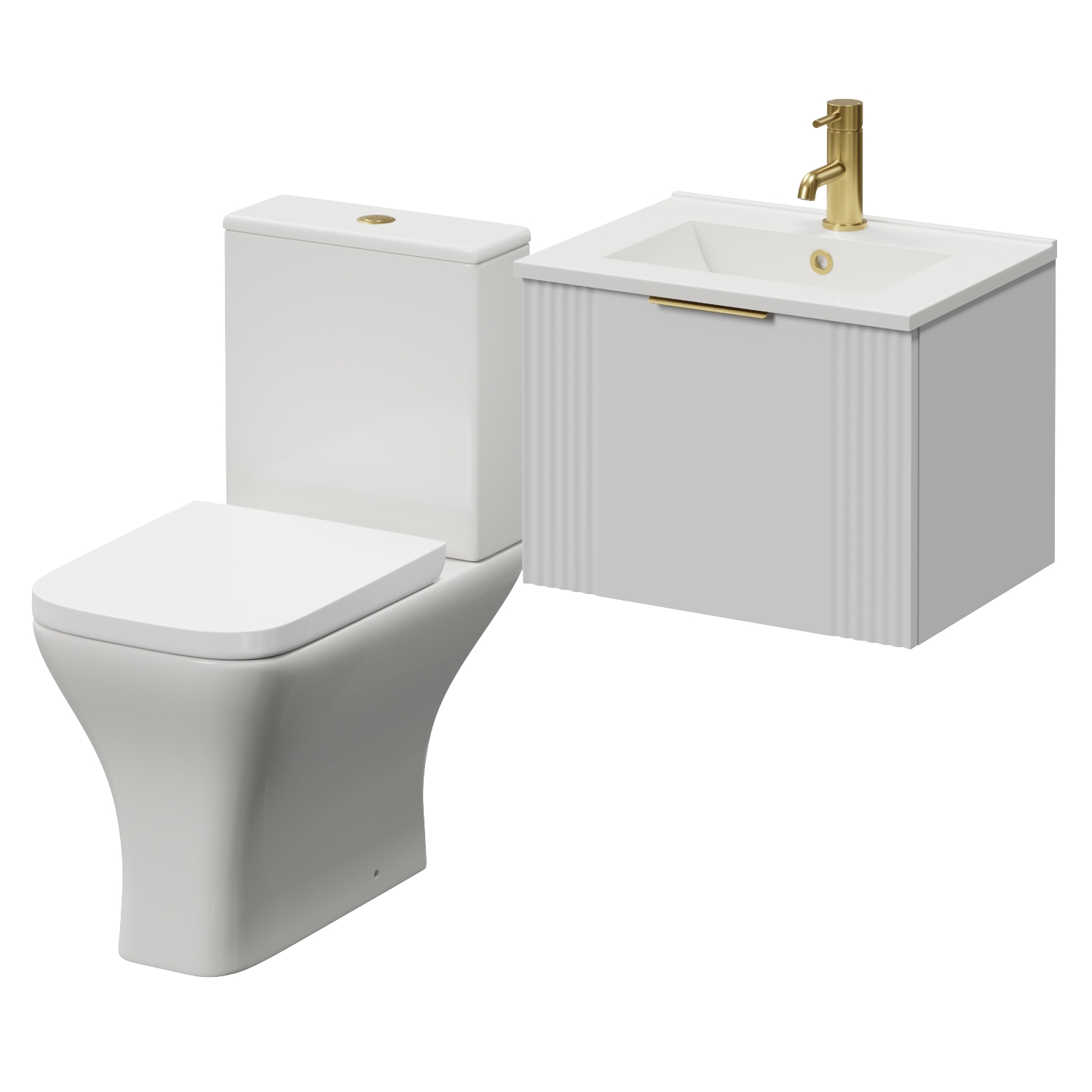 Avant Wall Mounted Single Drawer Vanity Unit and Kingston Toilet Suite with Angel Basin