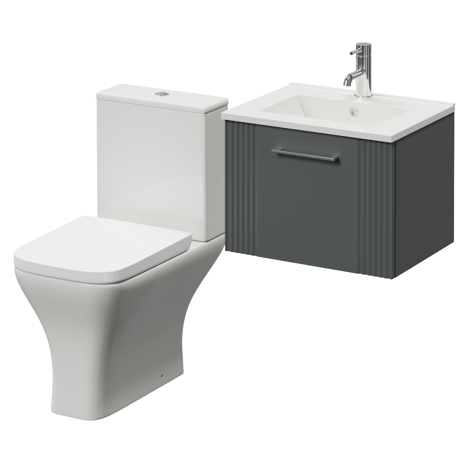 Avant Wall Mounted Single Drawer Vanity Unit and Kingston Toilet Suite with Angel Basin