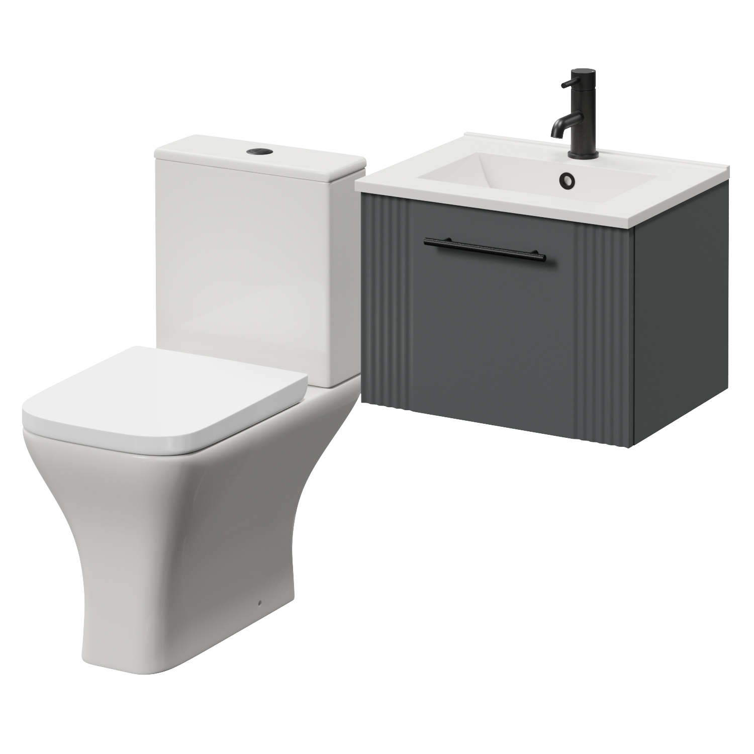 Avant Wall Mounted Single Drawer Vanity Unit and Kingston Toilet Suite with Angel Basin