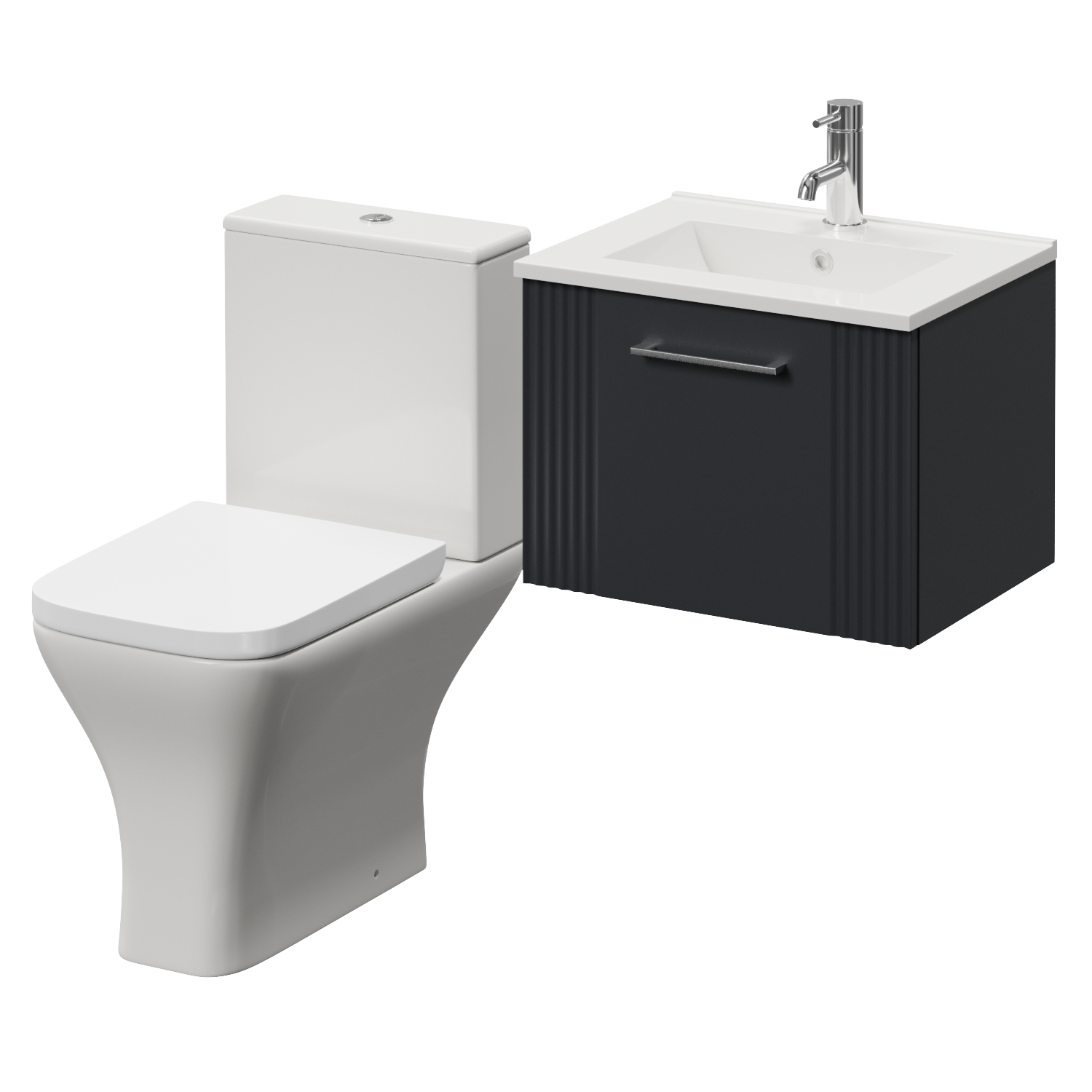 Avant Wall Mounted Single Drawer Vanity Unit and Kingston Toilet Suite with Angel Basin