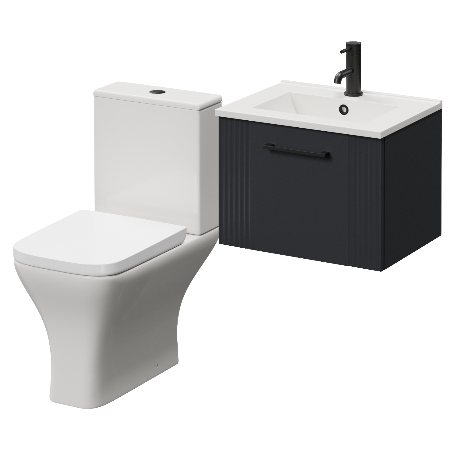 Avant Wall Mounted Single Drawer Vanity Unit and Kingston Toilet Suite with Angel Basin