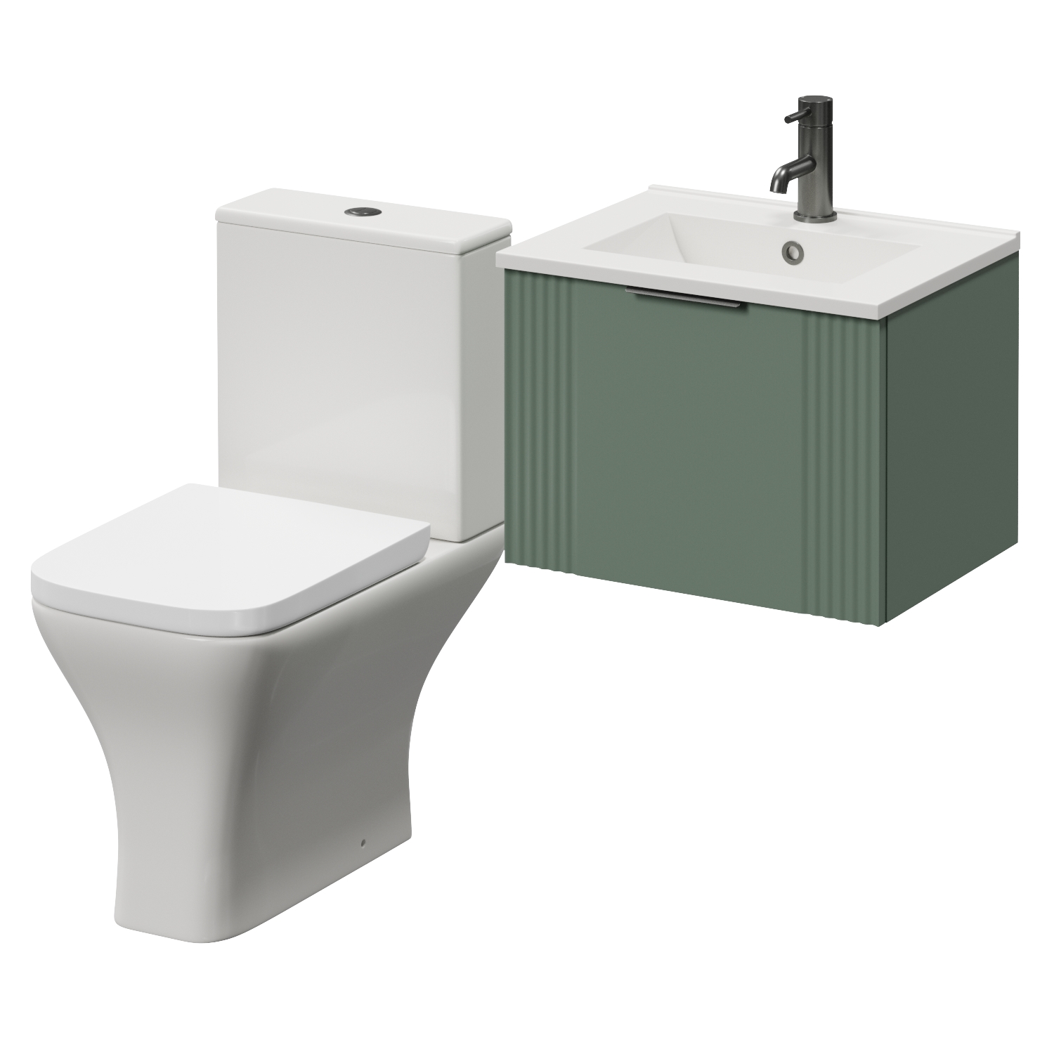 Avant Wall Mounted Single Drawer Vanity Unit and Kingston Toilet Suite with Angel Basin