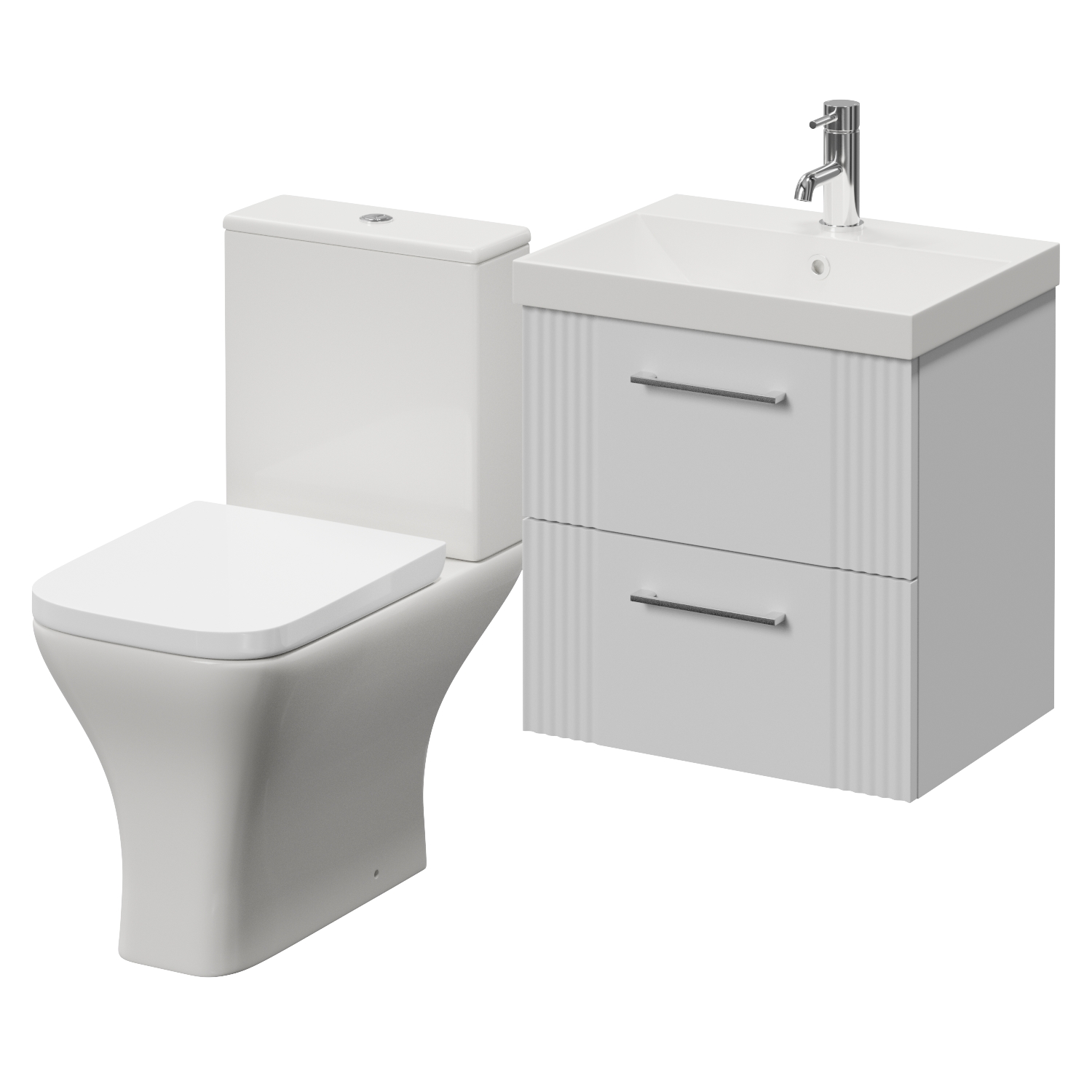 Avant Wall Mounted 2 Drawer Vanity Unit and Kingston Toilet Suite with Rimini Basin