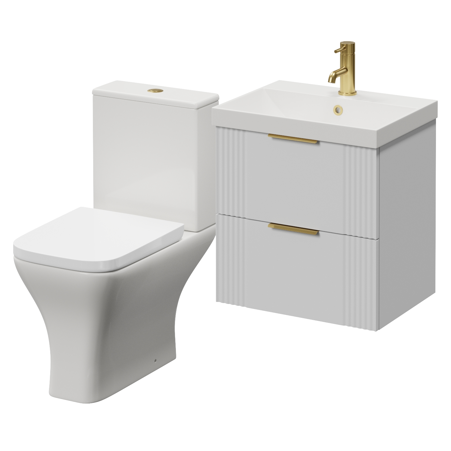 Avant Wall Mounted 2 Drawer Vanity Unit and Kingston Toilet Suite with Rimini Basin