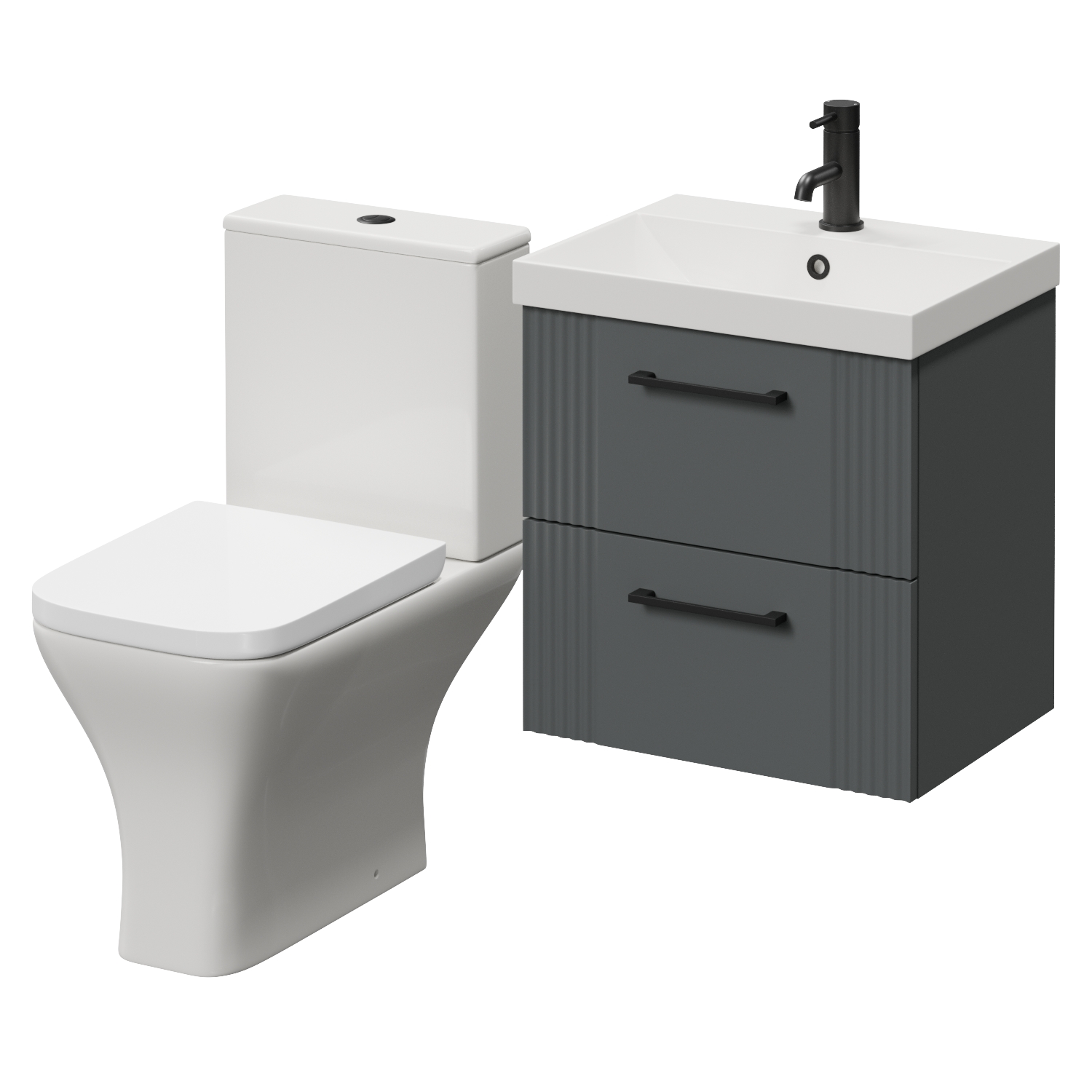 Avant Wall Mounted 2 Drawer Vanity Unit and Kingston Toilet Suite with Rimini Basin
