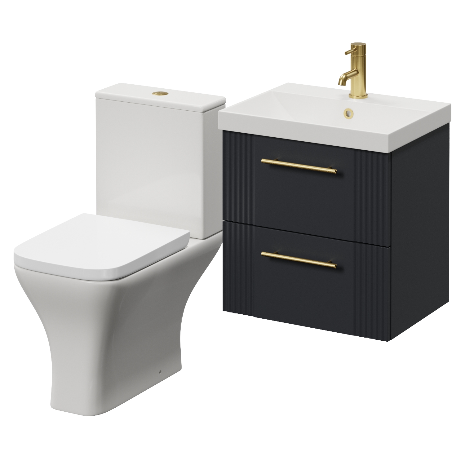Avant Wall Mounted 2 Drawer Vanity Unit and Kingston Toilet Suite with Rimini Basin