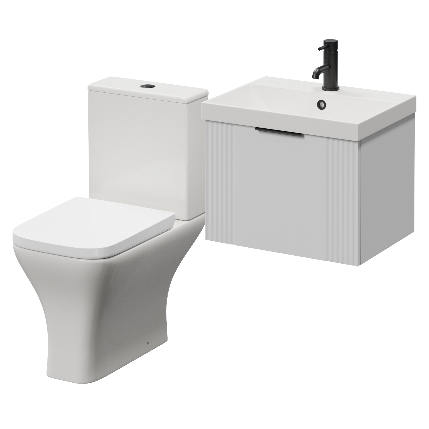 Avant Wall Mounted Single Drawer Vanity Unit and Kingston Toilet Suite with Rimini Basin