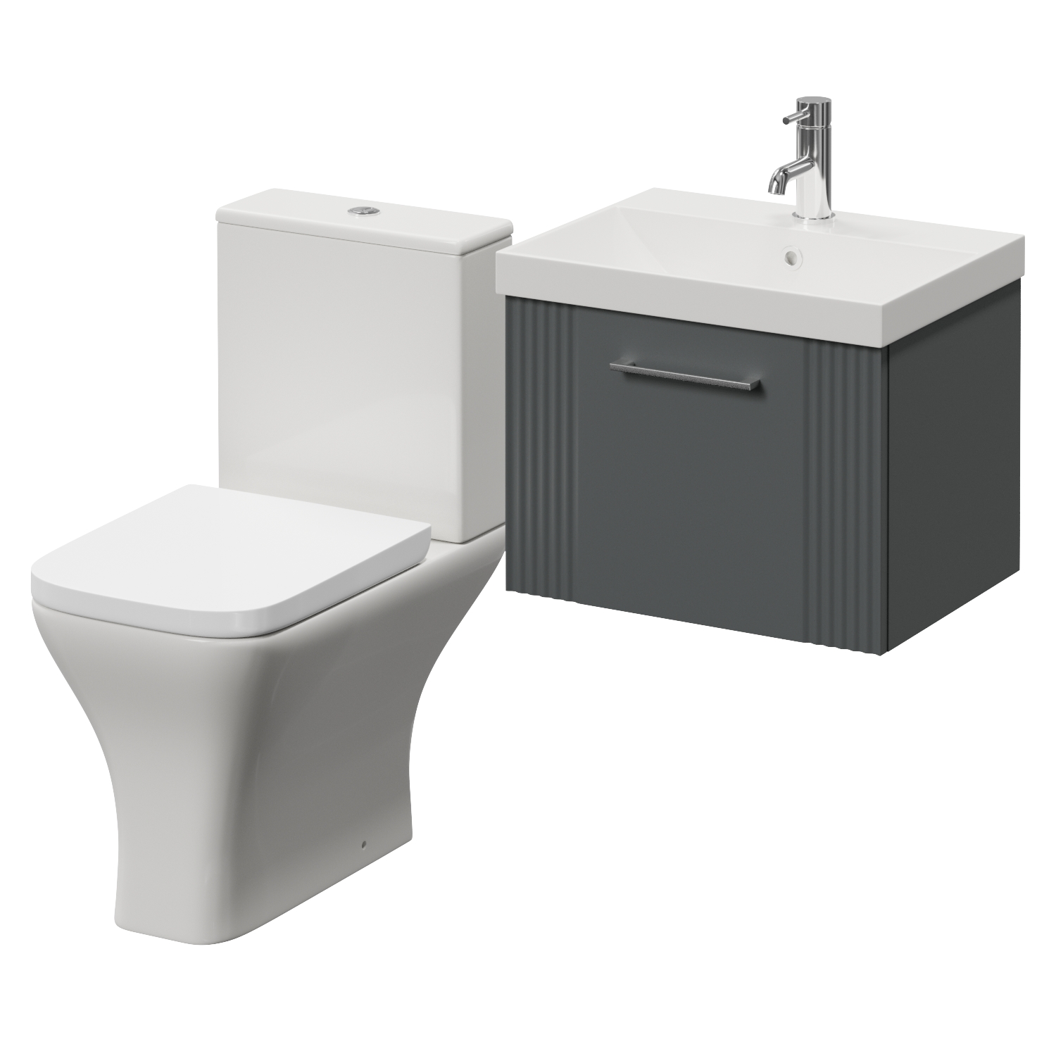 Avant Wall Mounted Single Drawer Vanity Unit and Kingston Toilet Suite with Rimini Basin