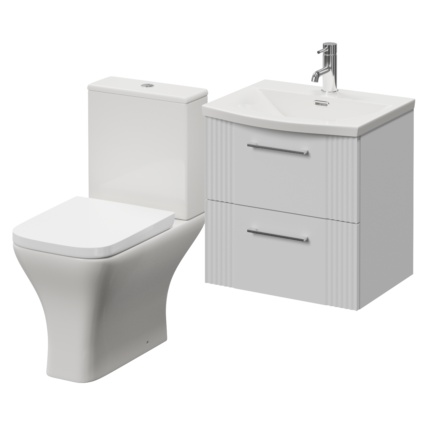 Avant Wall Mounted 2 Drawer Vanity Unit and Kingston Toilet Suite with Arc Basin