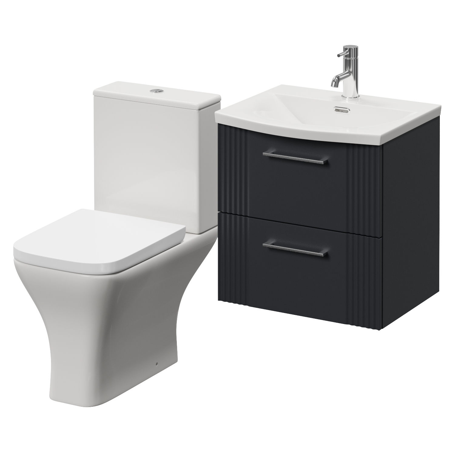 Avant Wall Mounted 2 Drawer Vanity Unit and Kingston Toilet Suite with Arc Basin