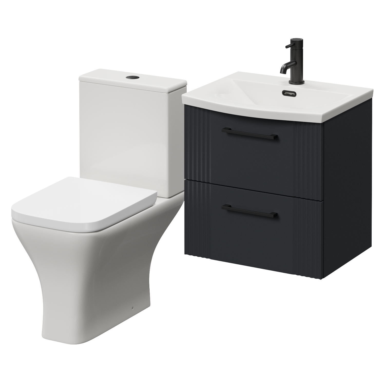 Avant Wall Mounted 2 Drawer Vanity Unit and Kingston Toilet Suite with Arc Basin